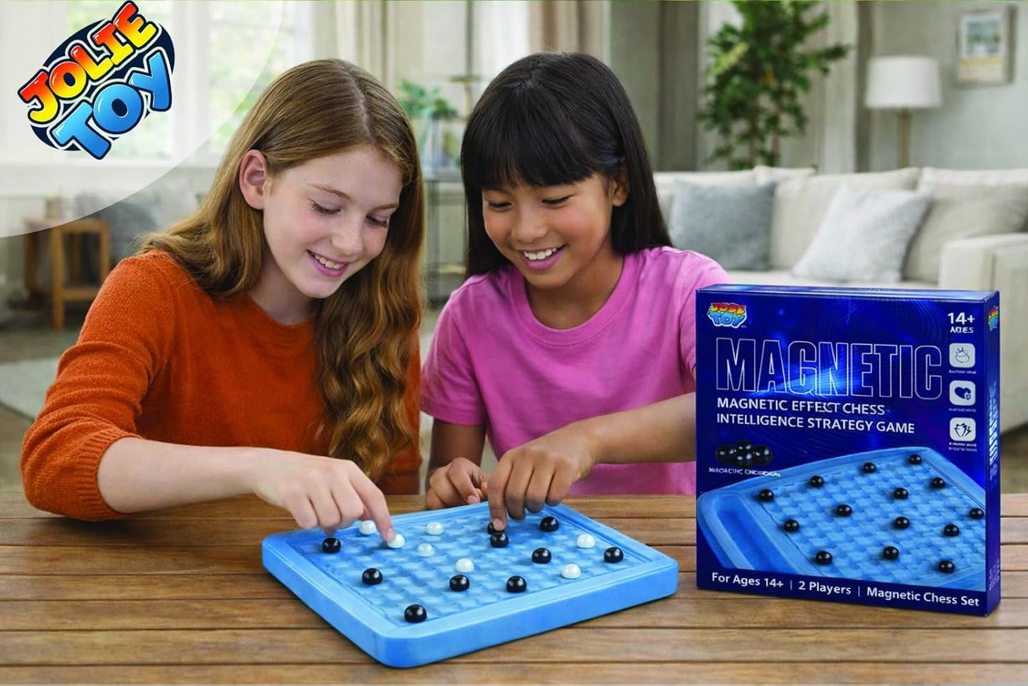 JOLIETOY Magnetic Effect Chess Set – Portable Folding Board Game with Strong Magnetic Pieces for Kids & Adults, Travel Friendly Educational Strategy Game