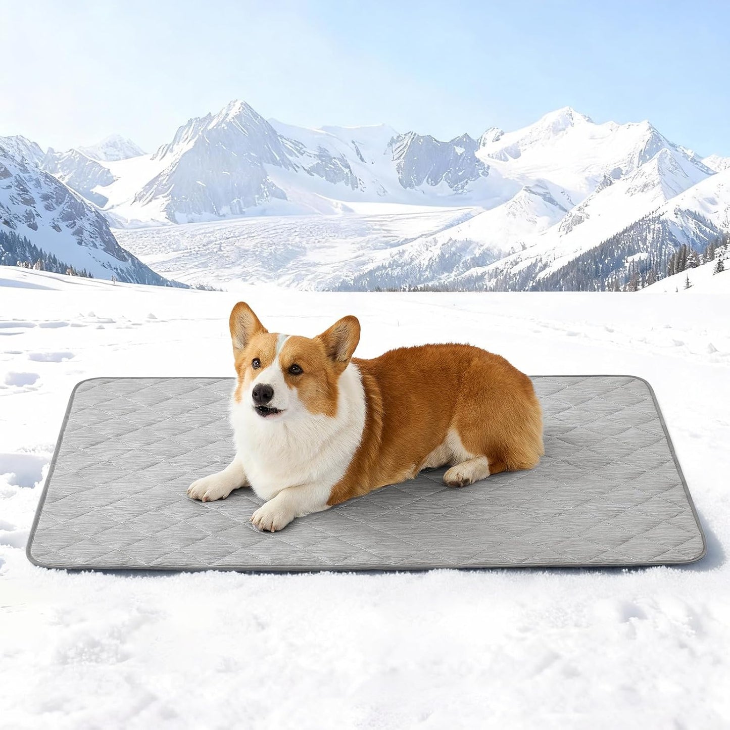 Dog Cooling Mat 32"x44" Q-Max>0.4, Waterproof Pet Cooling Pad, Leakproof & Non-Slip Dog Bed Cover, Washable Cooling Blanket for Medium Dogs, Crate, Sofa, Floor(Gray)