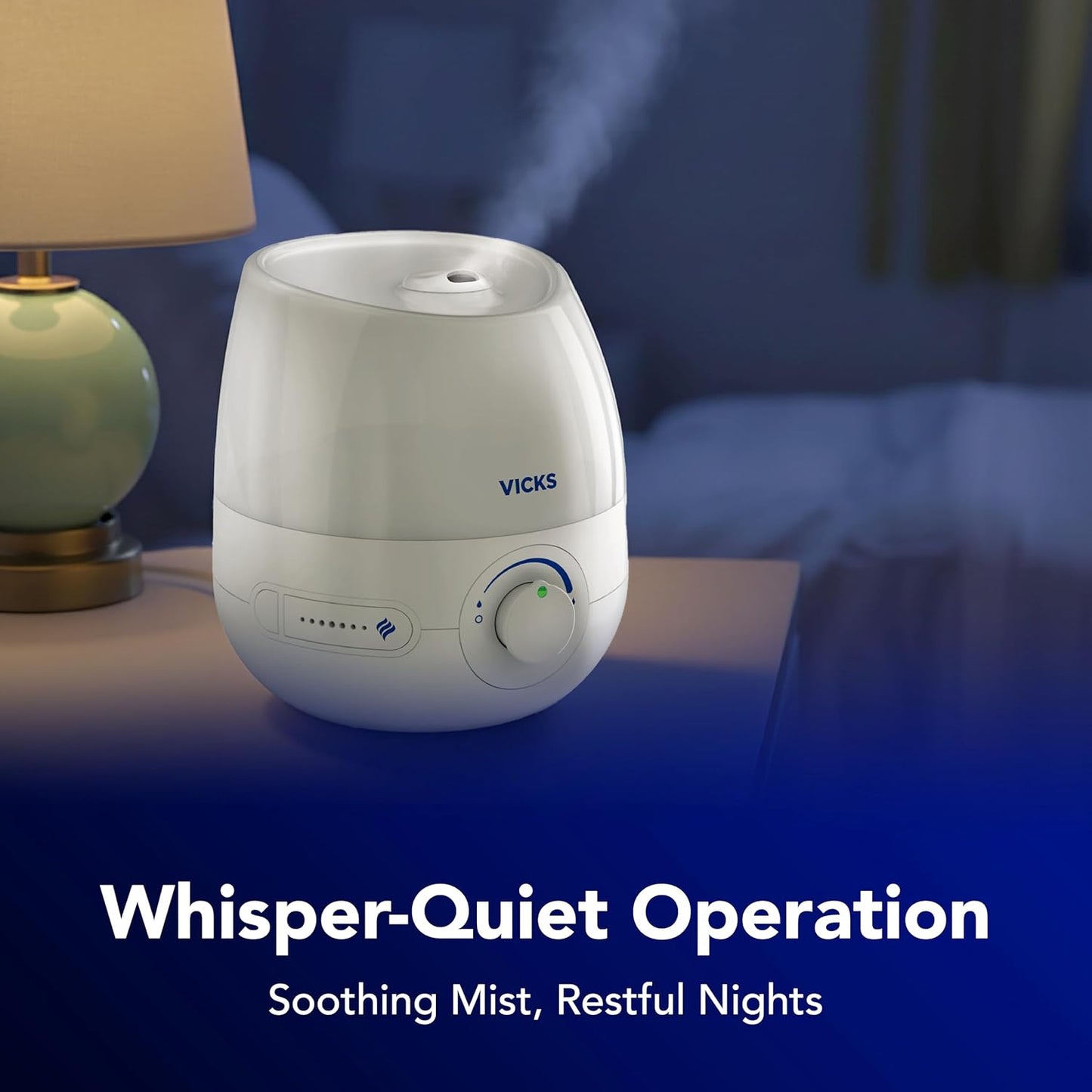 Vicks Mini Filter Free Cool Mist Humidifier, Small Room – Variable Mist Control – Works with Vicks VapoPads