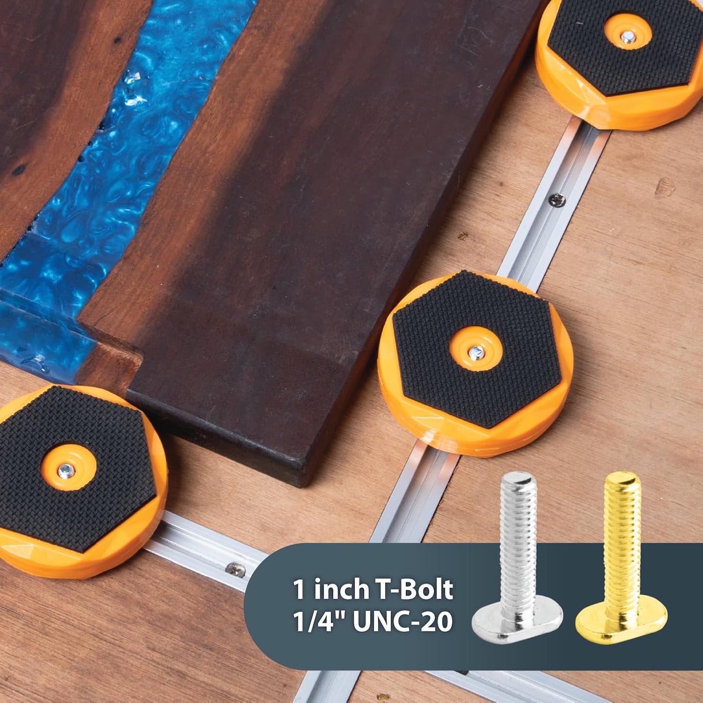 POWERTEC Bench Dog Puck - Fits 3/4" Dog Hole on Work Bench & T Track, Ideal for Sanding, Routing, Finishing & Painting, T Track Accessories - 4PK (71820)
