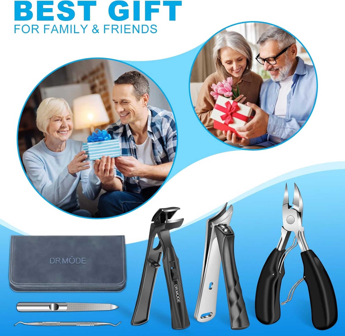 2026 Toenail Clippers for Thick Toenails for Seniors, Angled Head Large Toe Nail Clippers Set for Men, Heavy Duty Ingrown Toenail Clippers with Long Handle, Ultra Sharp Slanted Nail Cutter Wide Jaw