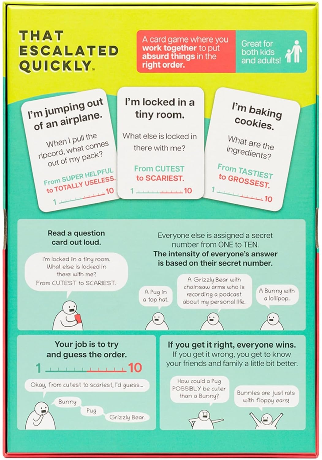 That Escalated Quickly by Exploding Kittens, 2-8 Players - Ages 10+ - 15 Minutes to Play - Hilarious Cooperative Card Game for Family Game Night, Party, Adult and Teen