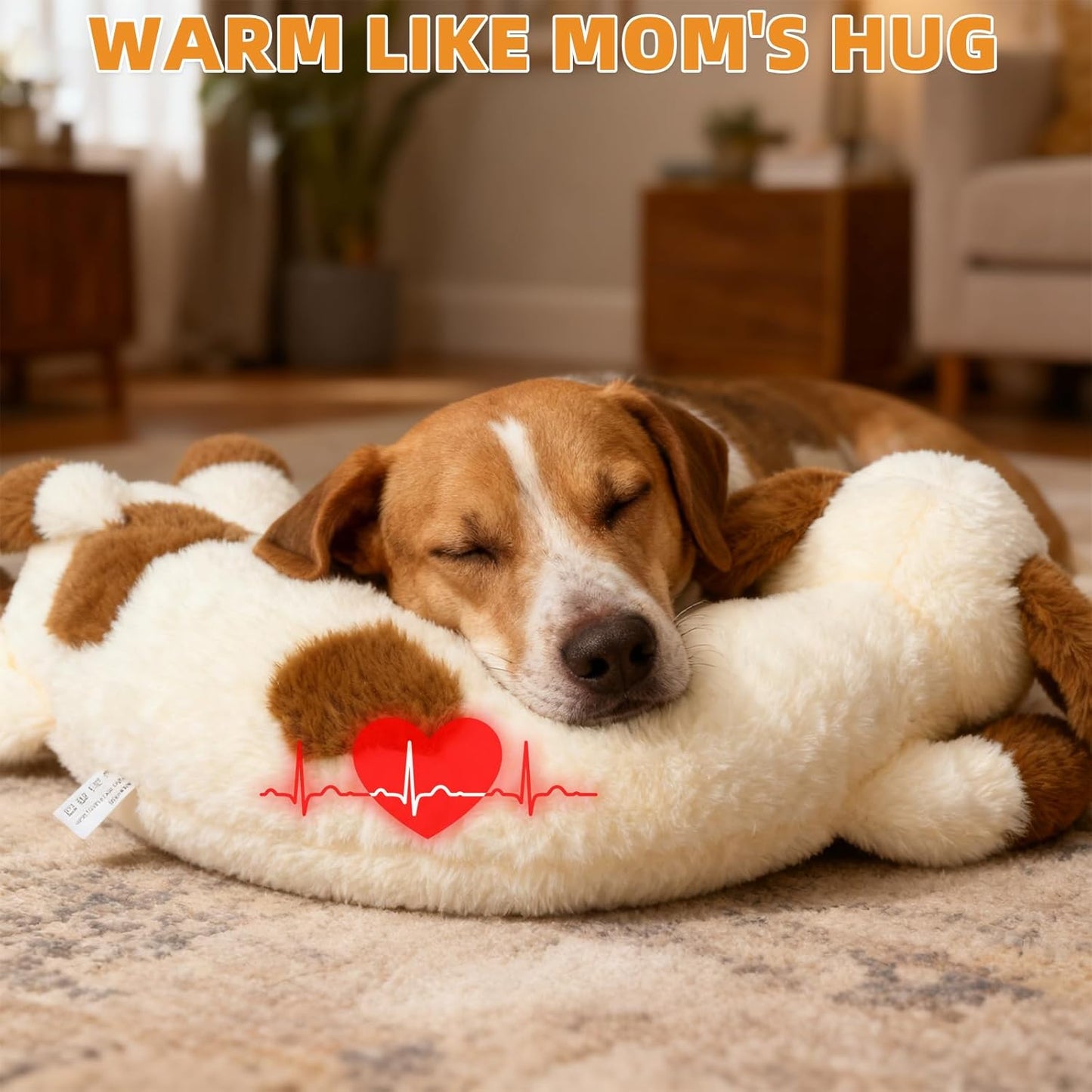 KOOLTAIL Heartbeat Puppy Toy for Dogs, Calming Comfort Cuddler Pillow Anxiety Relief & Sleep Aid, Ultra-Soft Plush Breathing Stuffed Animal Enrichment Toy, Crate Kennel Training Essential for Puppy