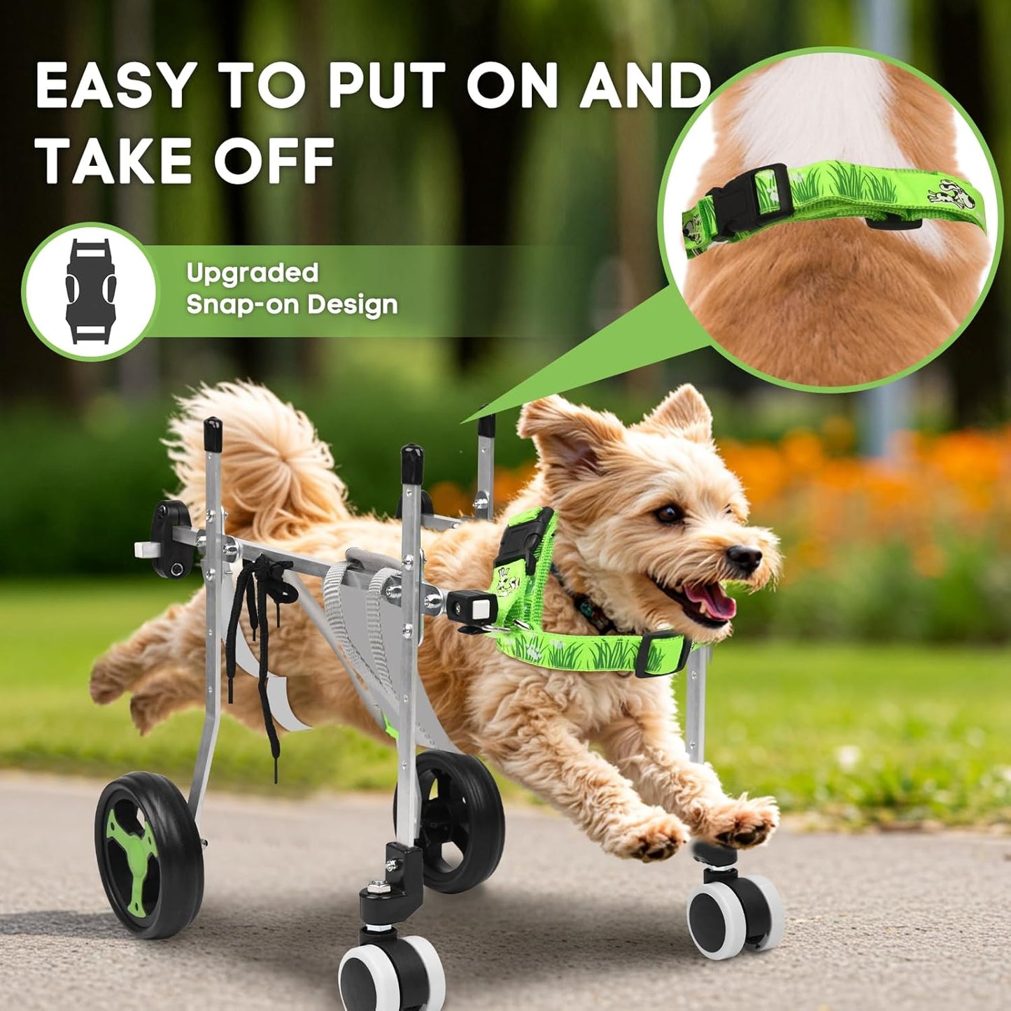 4-Wheel Dog Whee/lchair for Back Legs, Helps Pets Walk Run and Play Again, Suitable for Small/Medium Pets Under 13 lbs