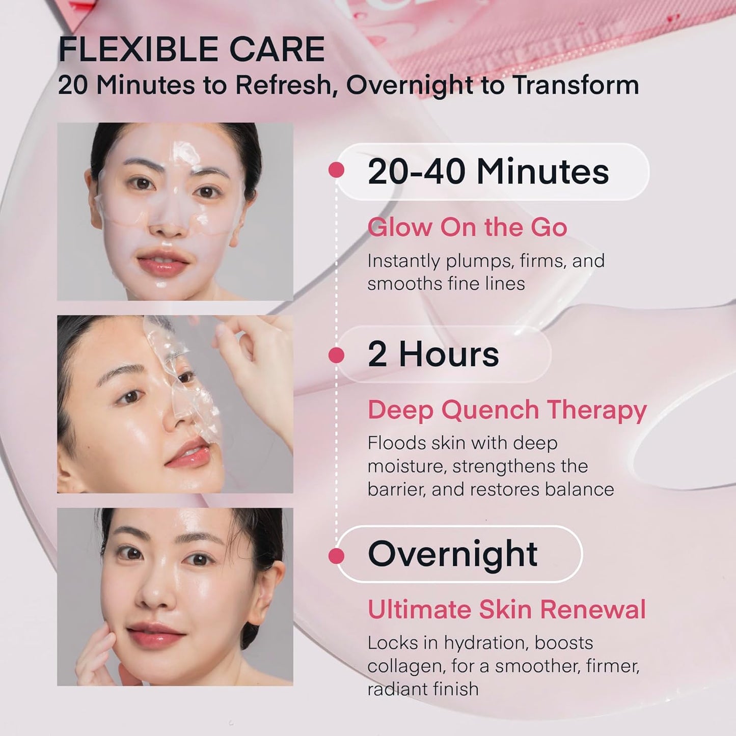 TEREZ & HONOR Korean Real Deep Bio Collagen Face Mask - 4ea x 33g Hydrogel Overnight Masks for Deep Hydration, Glowing, Pore Minimizing, Elasticity, Fragrance-Free, 100 Da Ultra-Low Molecular Collagen