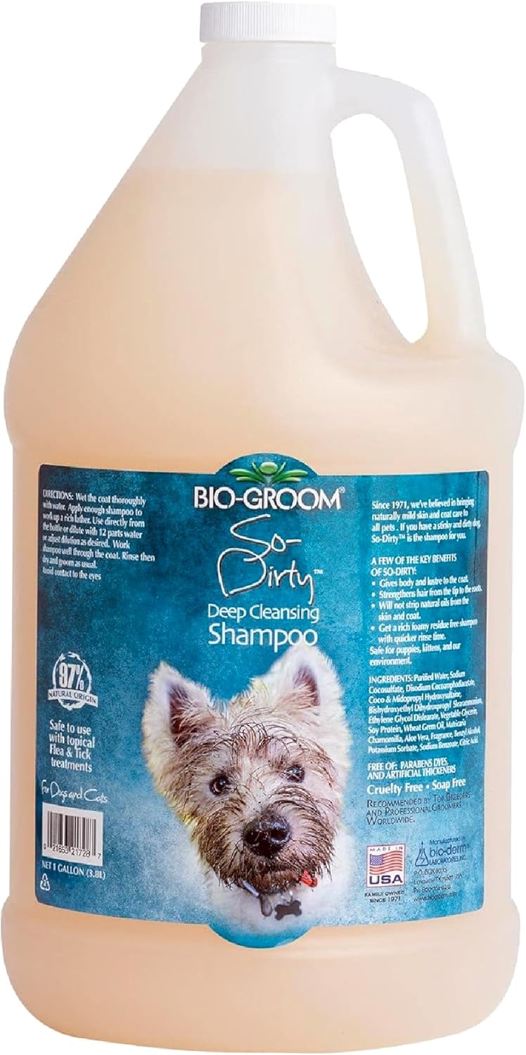 Bio-Groom So-Dirty Dog Shampoo - Quick Rinse Pet Shampoo, Dog Bathing Supplies, Puppy Wash, Dog Grooming Supplies, Cruelty-Free, Made in USA, Shampoo for Smelly Dogs - 1 Gallon