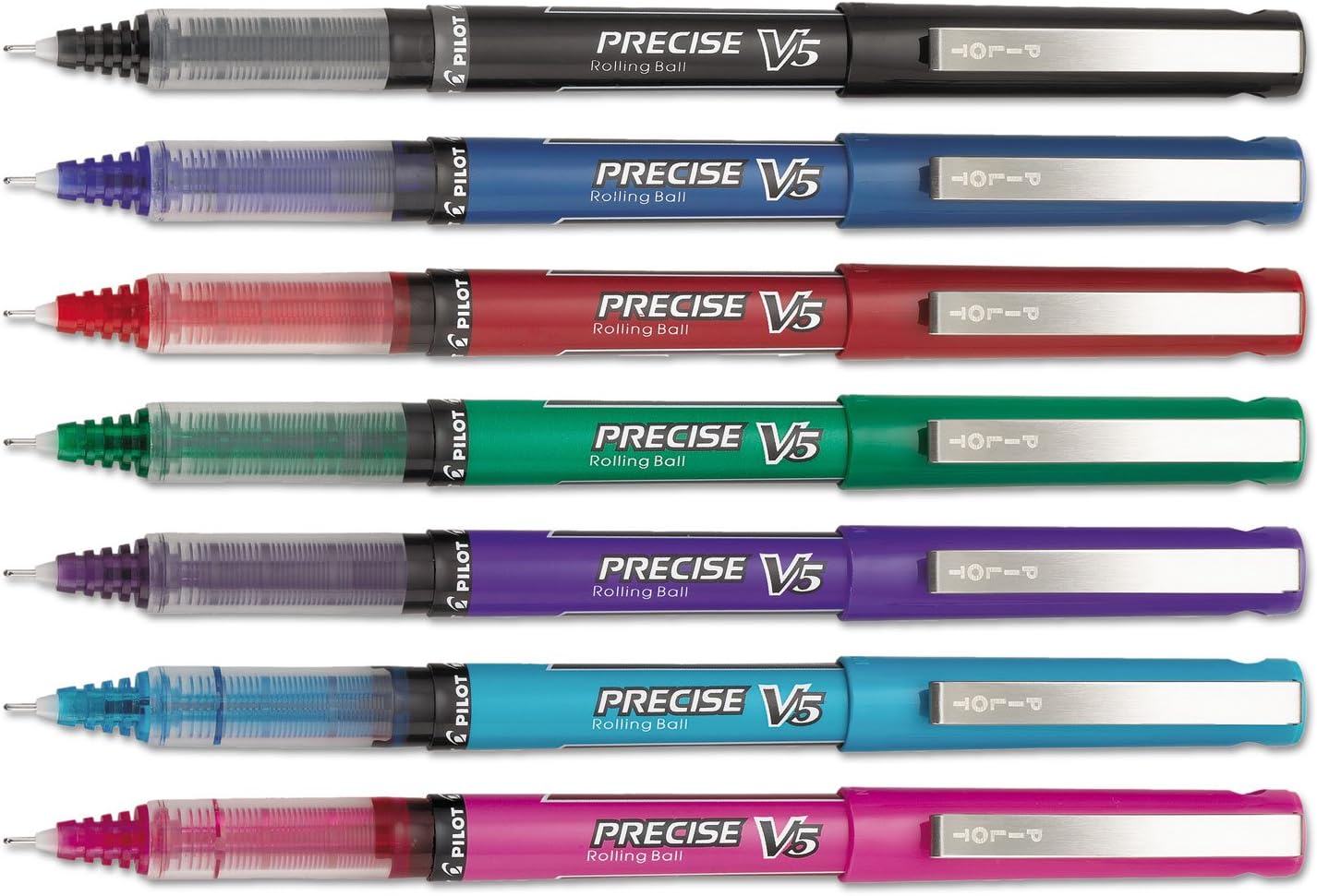 PILOT Precise V5 Stick Liquid Ink Rolling Ball Stick Pens, Extra Fine Point (0.5mm) Assorted Ink Colors, 7-Pack Pouch (26015)