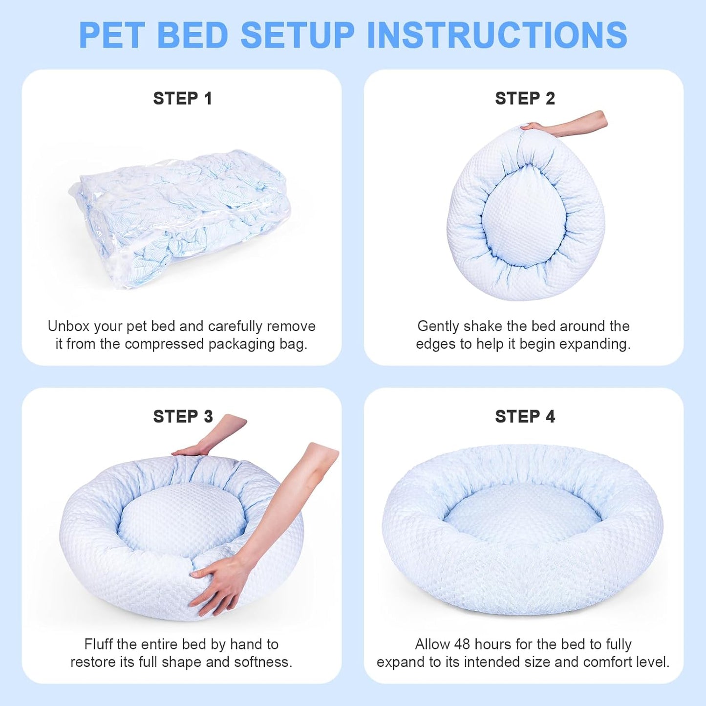 Donut Dog Bed for Small & Medium Dogs - Cooling Pet Bed with Non-Slip Bottom, Summer Comfort Dog Beds for Puppies, Washable & Portable Egg Tart Shape (M)