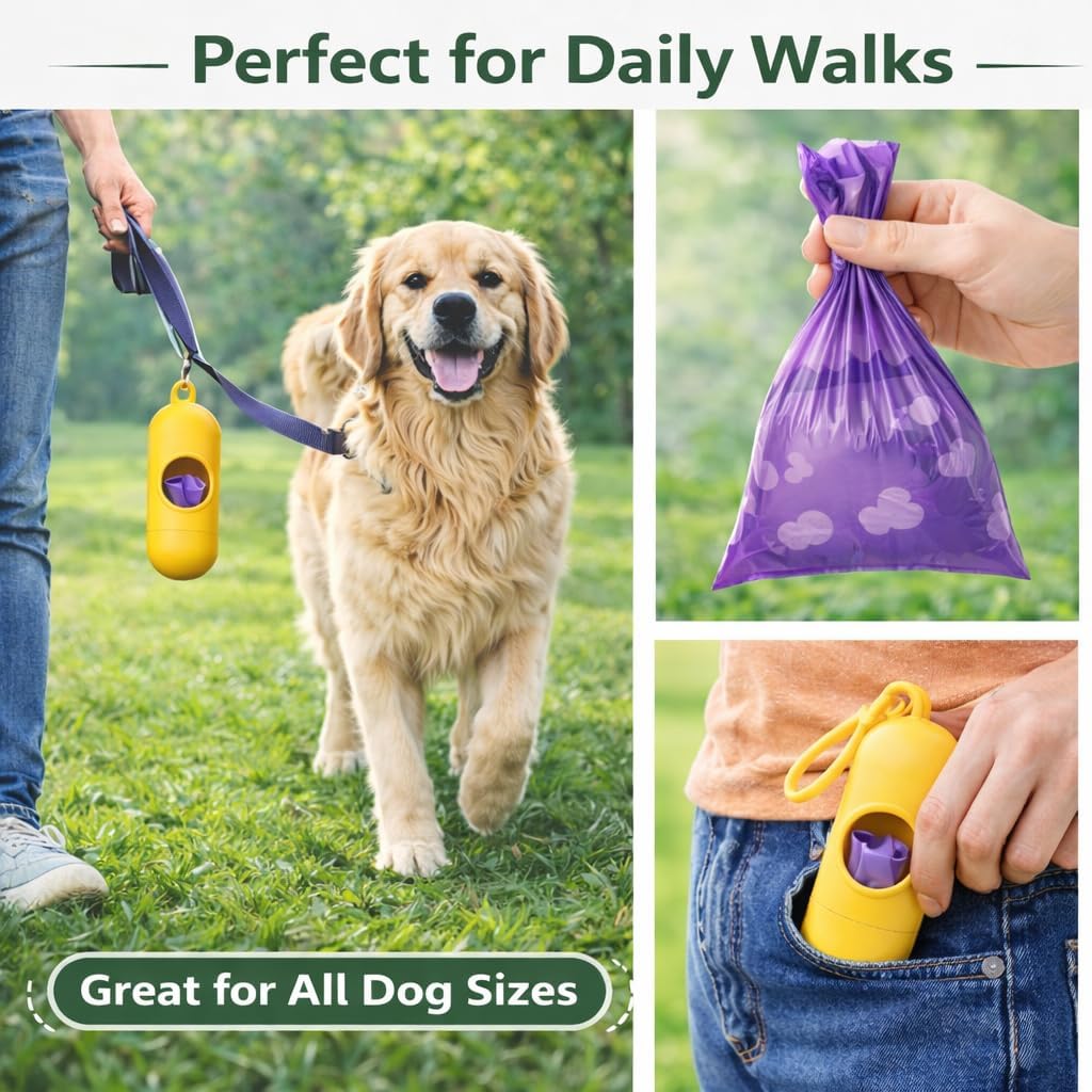 BPI Certified Compostable Dog Poop Bags 240 Count, Extra Thick Leak-Proof Pet Waste Bags, ASTM D6400 Biodegradable, 9 x 13 Inches for Small & Large Dogs