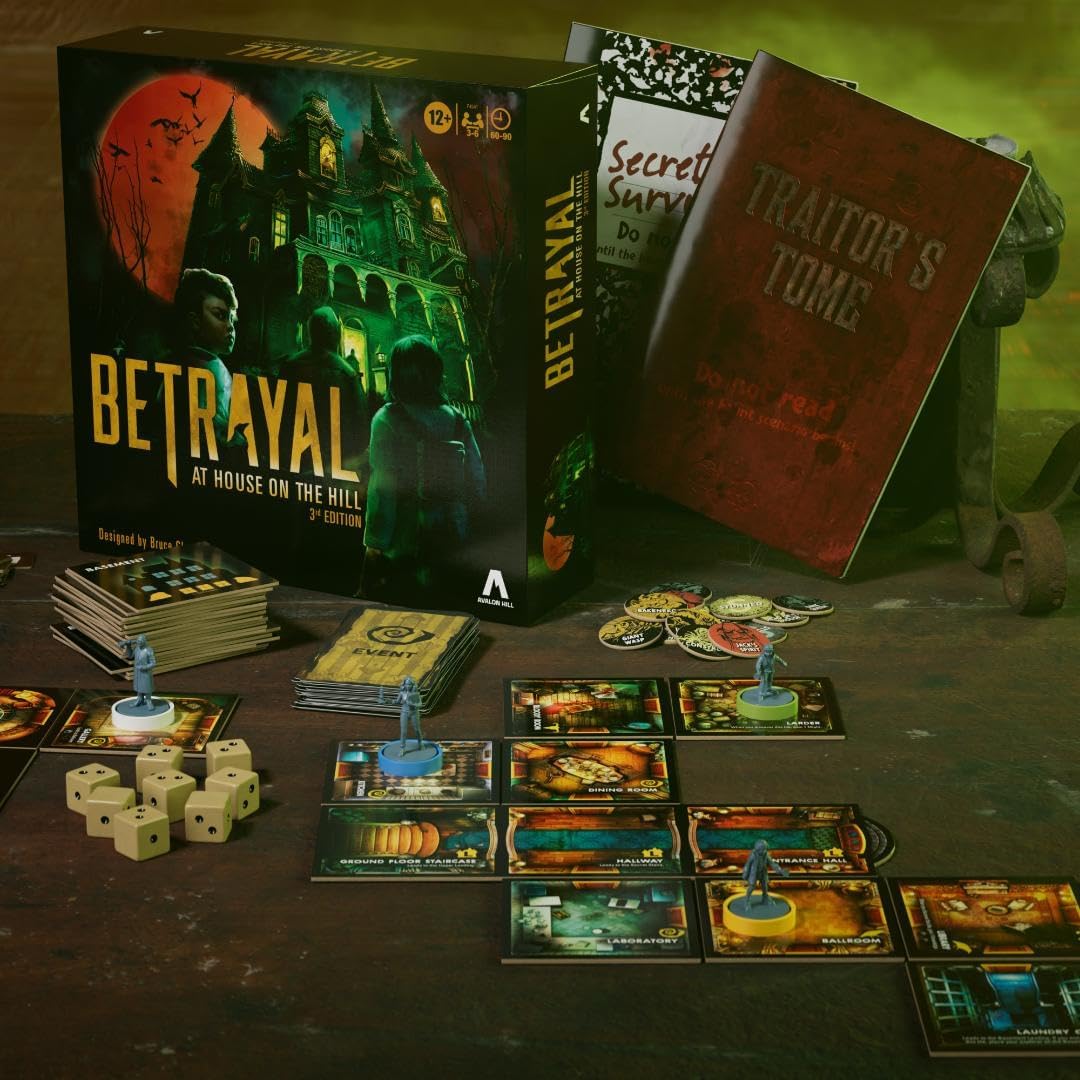 Avalon Hill Hasbro Gaming Betrayal at The House on The Hill 3rd Edition Cooperative Board Game,Ages 12 and Up,3-6 Players,50 Chilling Scenarios