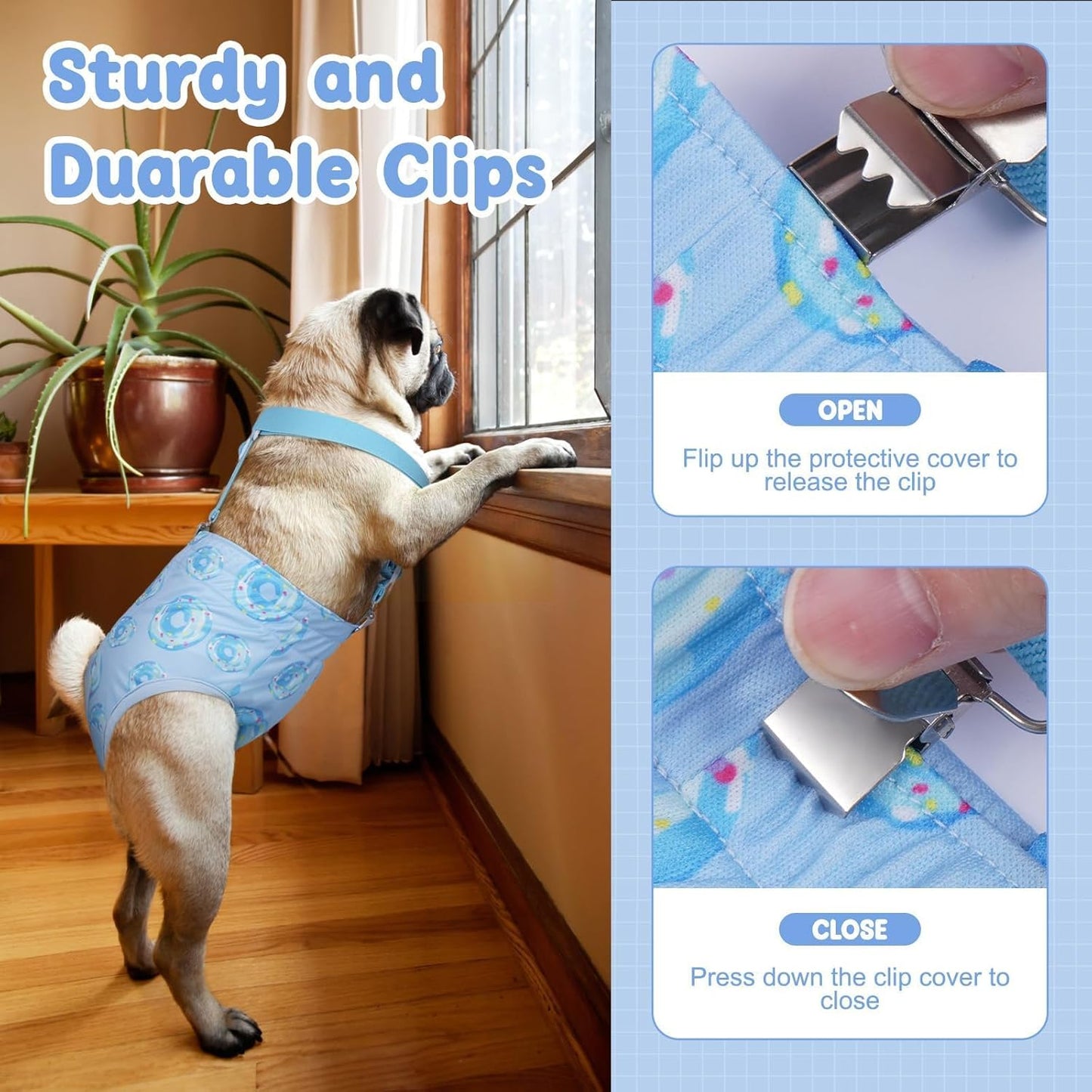 Reusable Female Dog Diapers with Suspender, Washable Dog Period Panties, Highly Absorbent Female Dogs Diapers for Heat Incontinence, X-Large