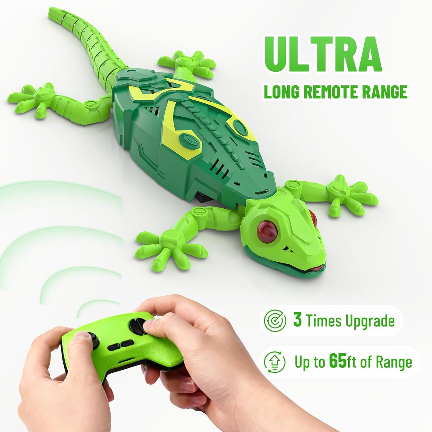 RC Wall Crawler Gecko, Rechargeable Remote Control Robot Kids Toys, Wall Climbing Funny Prank Toys Birthday Gifts for Boys & Girls Ages 4 and Up, Upgrade Low Noise (Green)