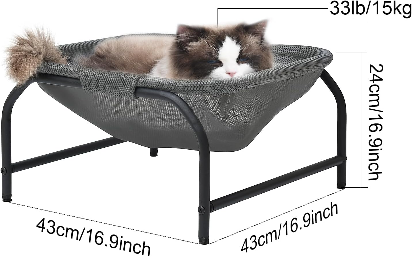 Cat Bed [Designed for Big Cats] Cat Hammock Dog Bed Pet Square Hammock Bed Free-Standing Kitty Sleeping Couch Pet Supplies Whole Wash Stable Detachable Easy Assembly Indoor Outdoor