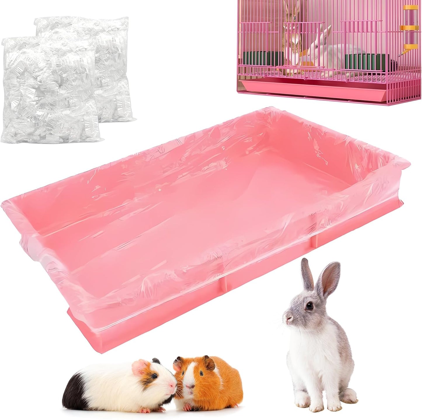 100 Pcs Disposable Cage Liners 19.7'' X 11.8'' - Clear, Plastic Toilet Film for Bunny, Hamster, Totoro, Hedgehog, Guinea Pig & Small Animal Habitats