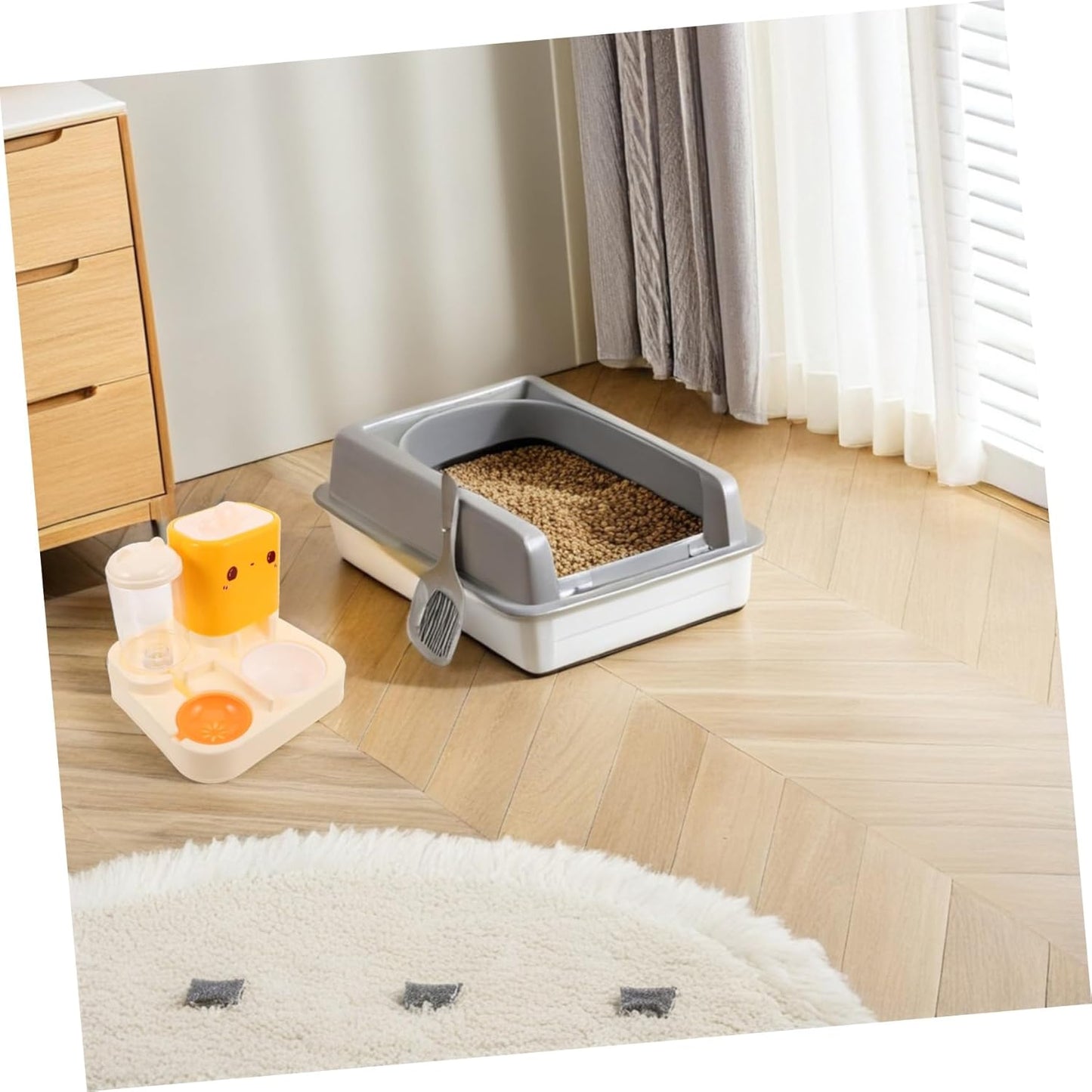 Milisten Cat and Dog Water Feeder Double Bowl Feeder Water Fountain for Indoor Pet Feeding