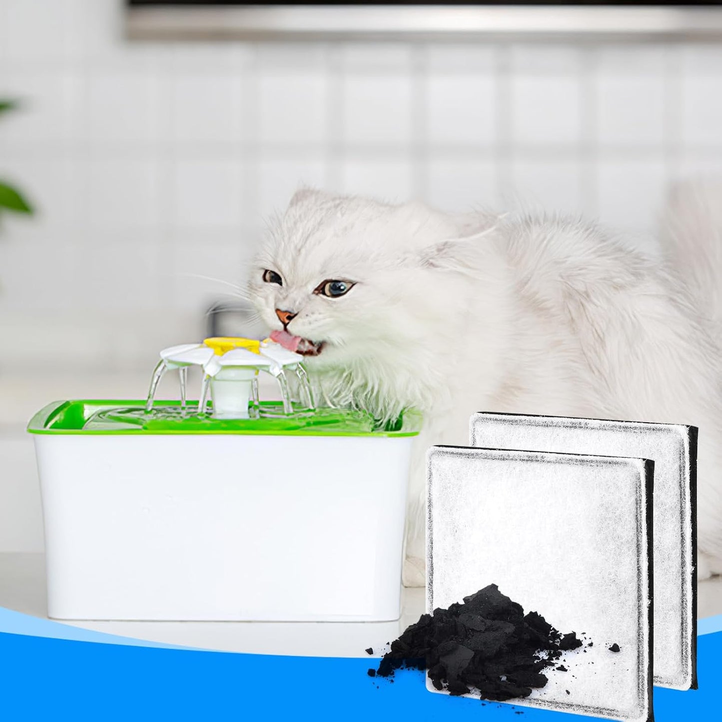 Cat Water Fountain Filter Fit for Premier Pet Fountain Filters Replacement, Pet Fountain Filter Replacement Compatible with Petsafe Aqua Fountain Aqua Cube, Aqua Falls & Current Fountain