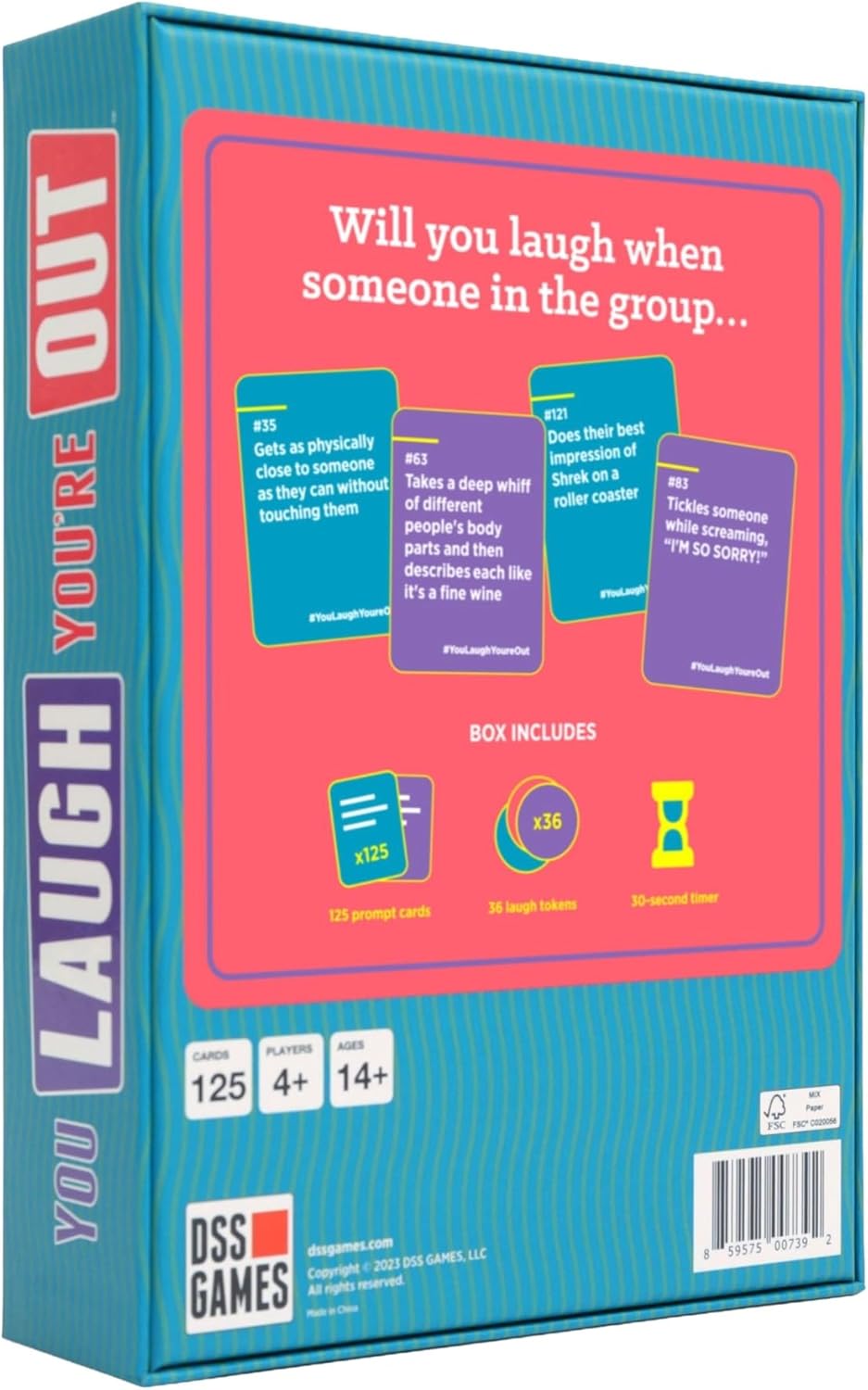 You Laugh You're Out [A Party Game with Hilarious Charades Family Card Games for Adults & Teens, 125 Prompt Cards Fun for Family Game Nights, Easter Basket Stuffers, Gatherings, & Parties Ages 14+]