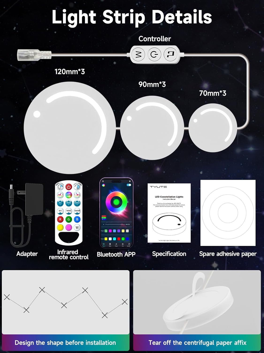 GIPOYENT Smart Wall Light, 9-Piece LED DIY Constellation Light, RGB Color Changing, Music Sync, App & Remote Control, Ambient Lighting for Bedroom, Living Room, Gaming, and Home Decor