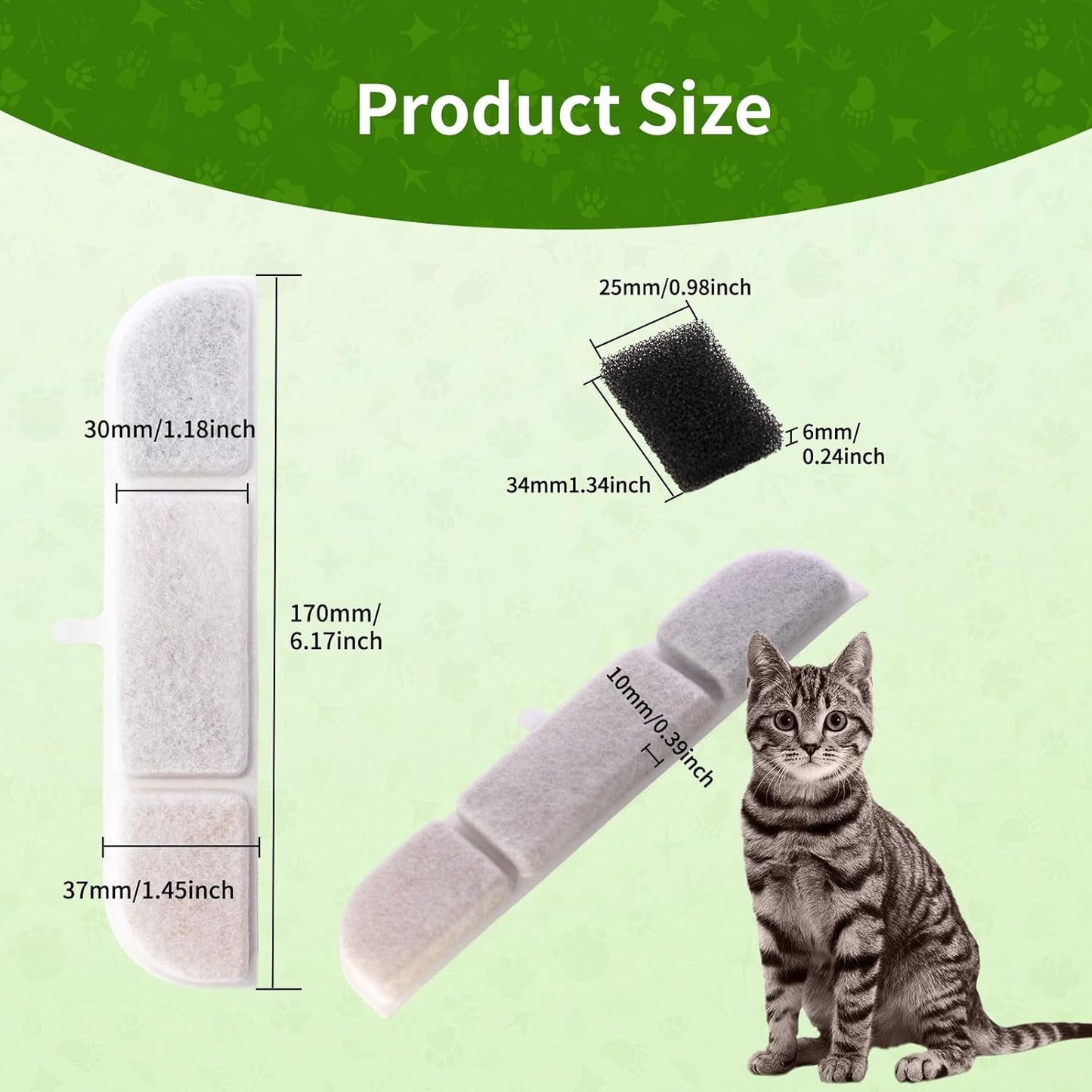 Cat Fountain Filter, 12 Packs Fountain Filter Replacement Compatible With 2.5 L DownyPaws Drinking Fountain for Cat Wireless DPWFP6/DPWFP6SS