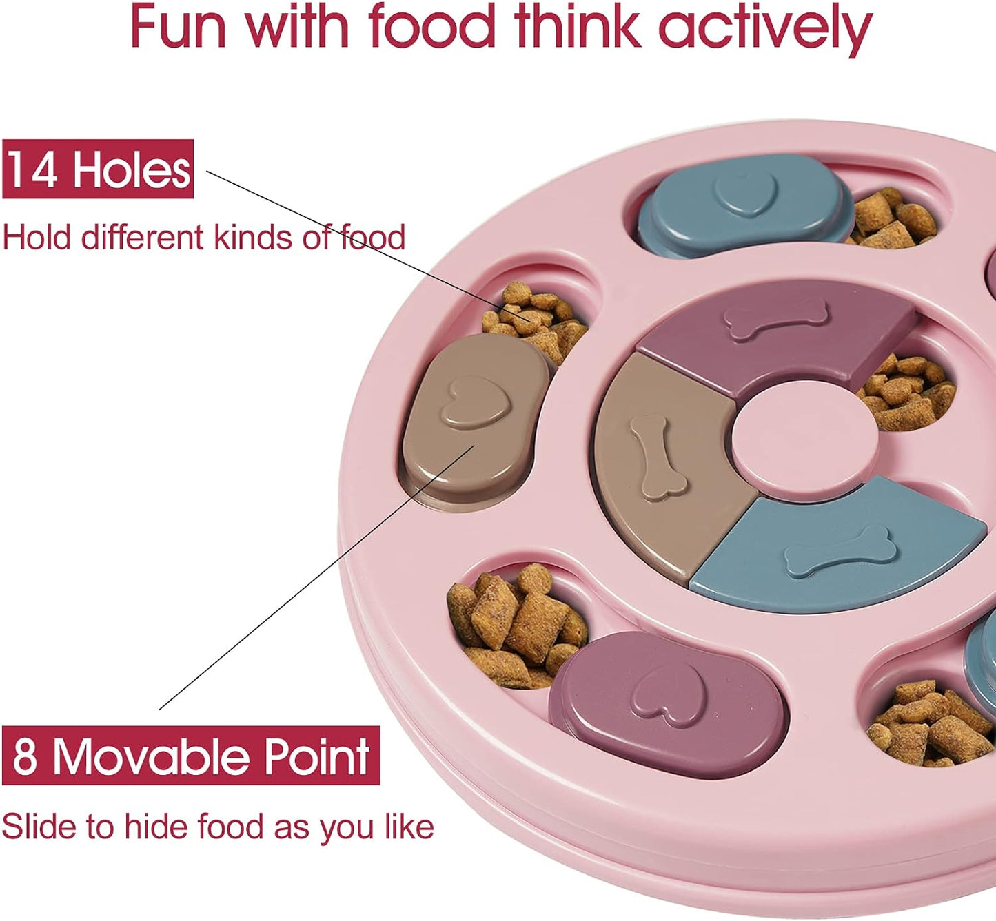 DR CATCH Dog Puzzles,Dogs Food Puzzle Feeder Toys for IQ Training & Mental Enrichment,Dog Treat Puzzle(Pink)