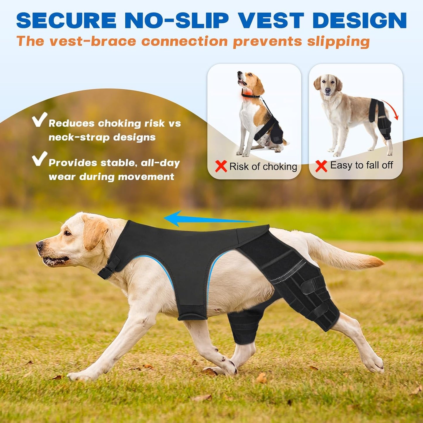 Dog Knee Brace for Torn ACL Hind Leg, Dog Leg Braces for Back Leg Support with 4 Metal Stabilizers Helps with Torn CCL, Luxating Patella, Ligament Injuries, Hip Dysplasia,S