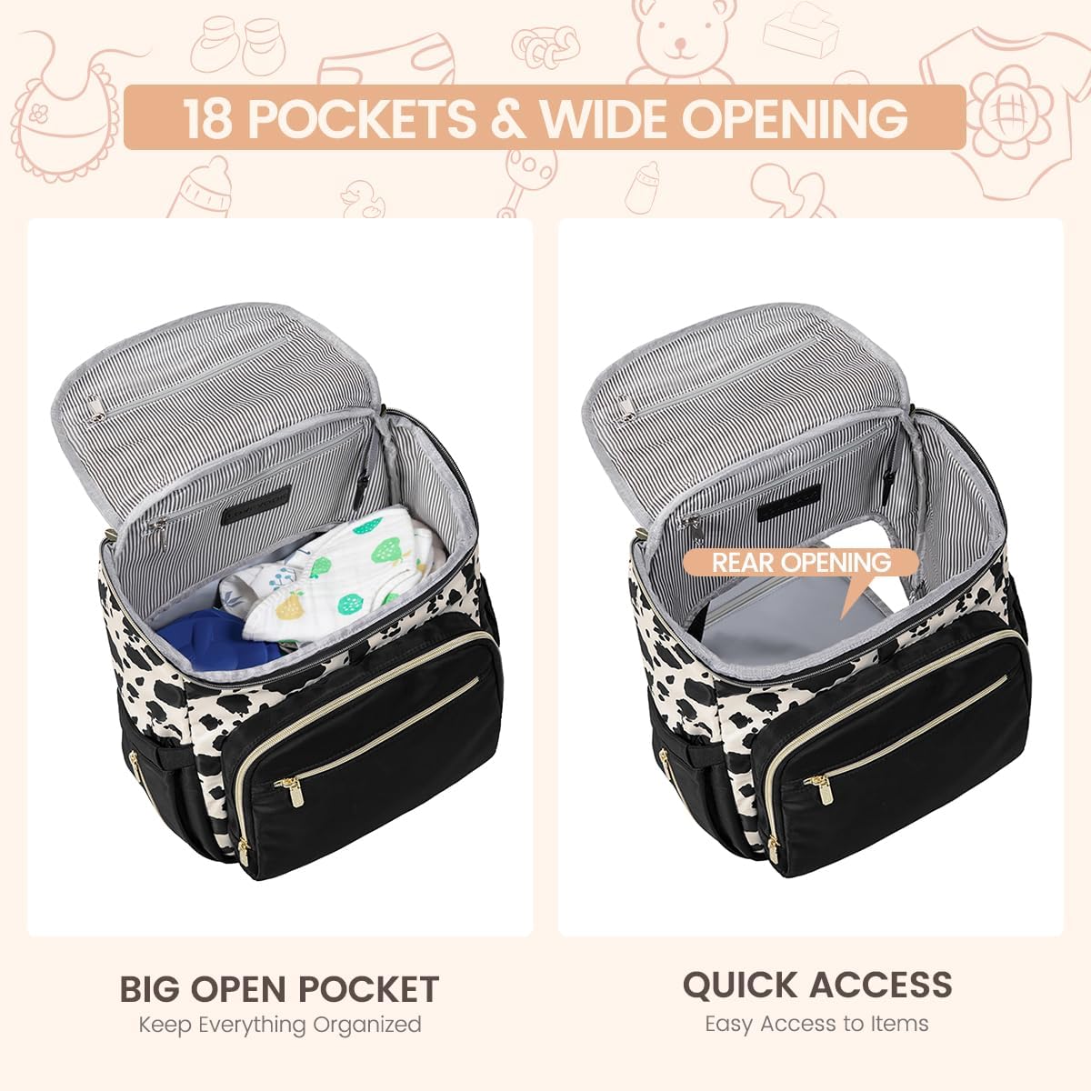 LOVEVOOK Diaper Bag Backpack Large Capacity Baby Bag with Portable Changing Pad, Multifunction Baby Travel Backpack