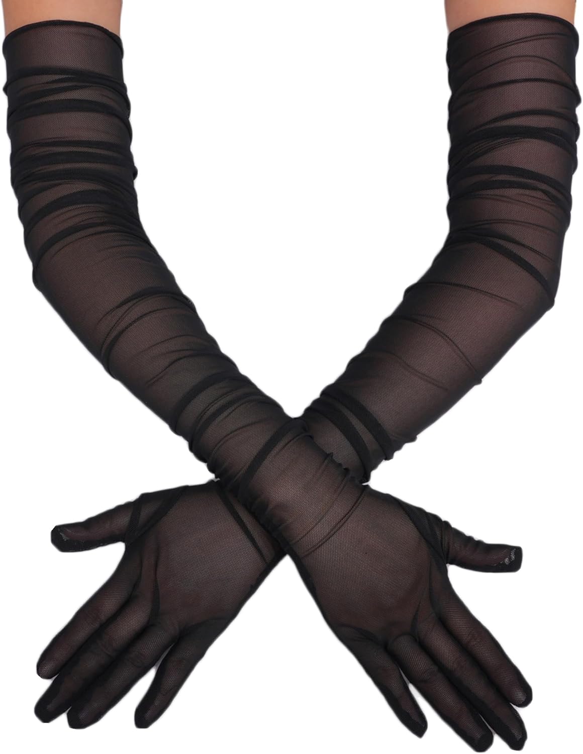 Avidlove Women's Long Sheer Gloves Tulle Mesh Gloves 1920s Wedding Opera Tea Party Dance Glove