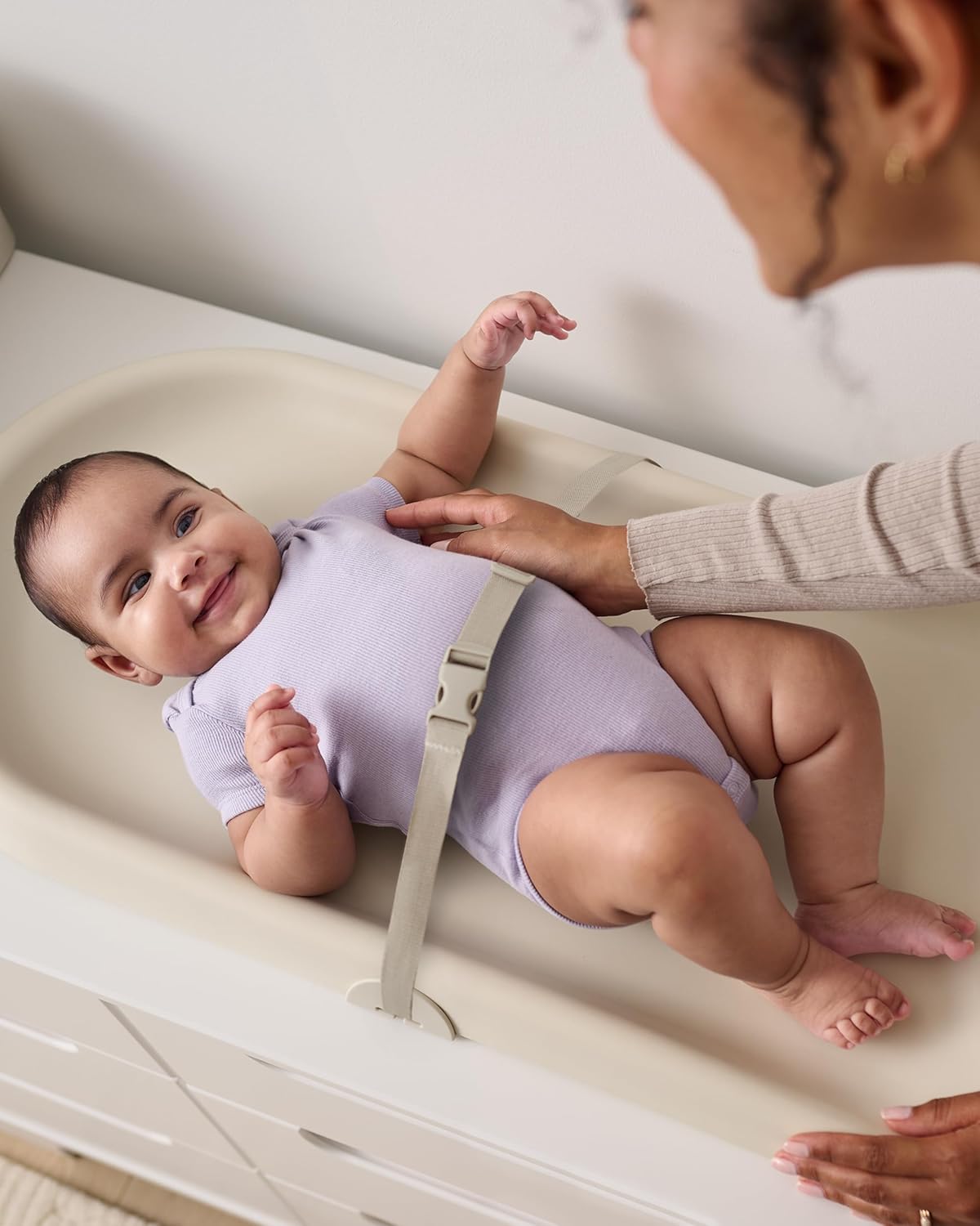 Skip Hop Baby Changing Pad Nursery Style Light-Up & Diaper Change Tracker Wipeable and Contoured with Cushioned Foam Fits Standard Changing Tables Oat