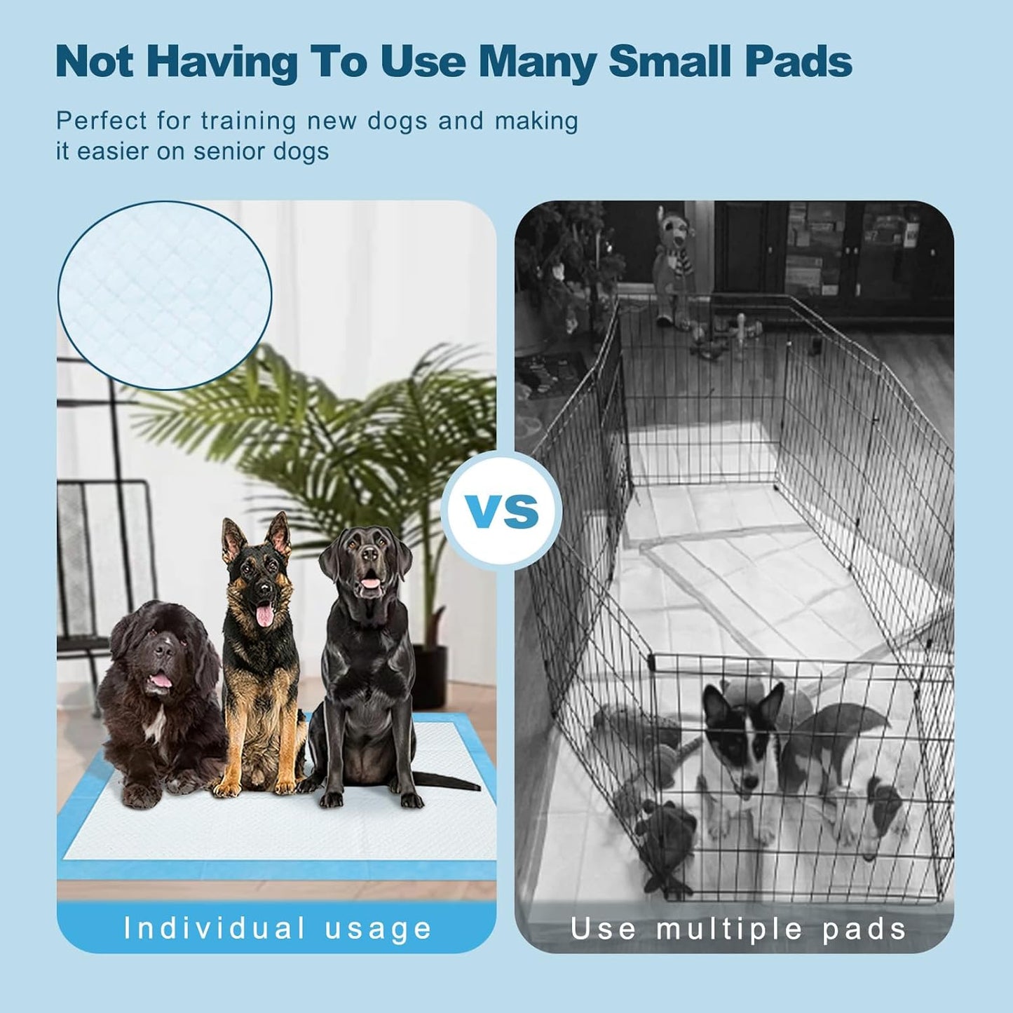 Boscute Enormous Size 54"x37" Pee Pads for Large Dogs, Heavy Absorbent Quick Dry Disposable Puppy Pee Pads, Thicken Strong Leak-Proof Backing Disposable Dog Pads