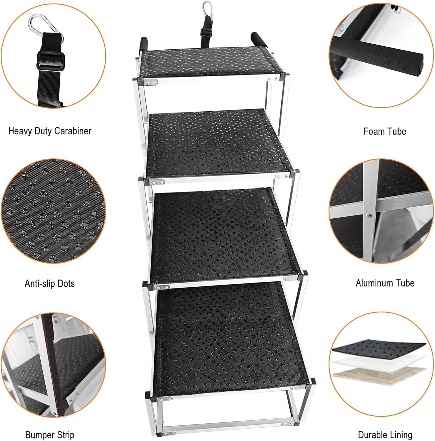 Extra Wide Dog Steps for Car: Folding Large Dogs Ramp & Ladder for SUV & Truck - Foldable & Portable High Bed Stairs for Small & Medium Pet