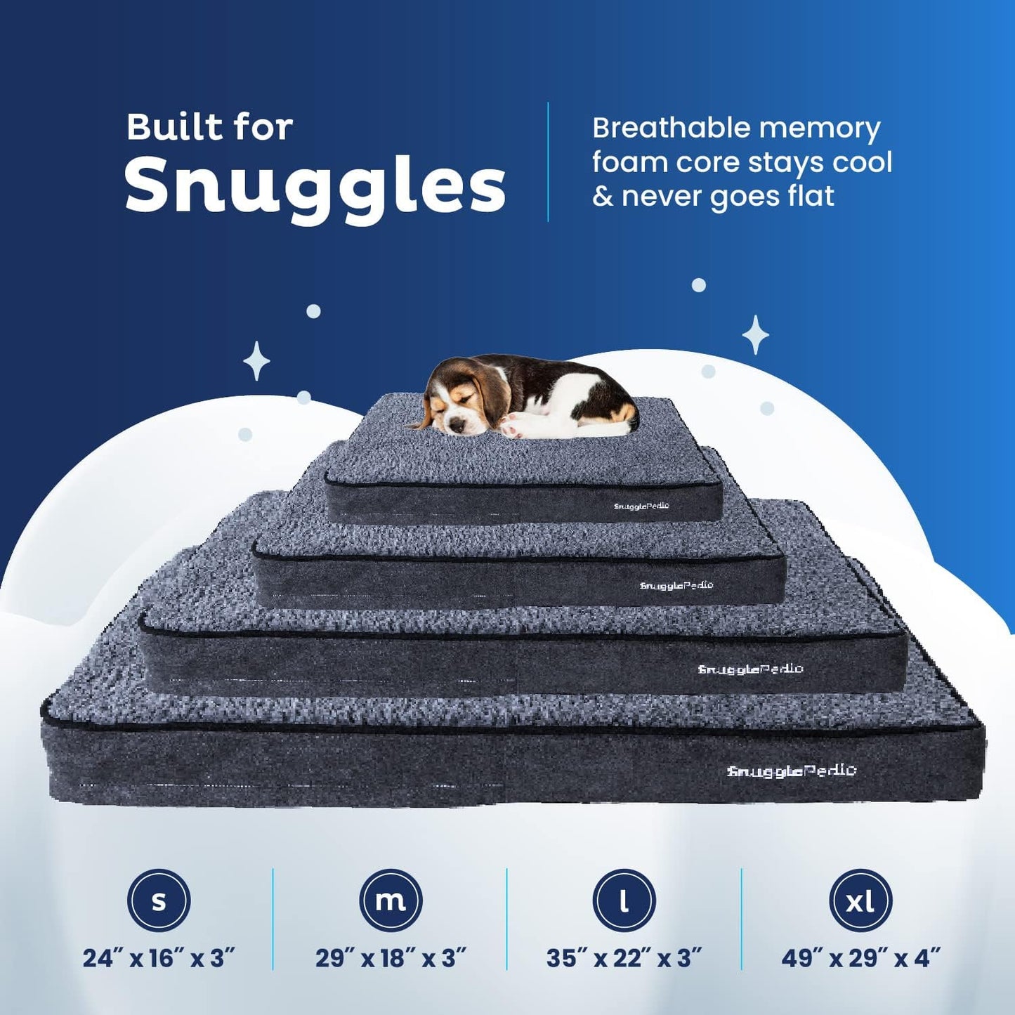 Snuggle-Pedic Memory Foam Dog Bed - Plush, Waterproof Pet Beds w/Removable Inner and Outer Cover, Anti-Slip Bottom, and Faux Suede Fabric - Orthopedic Dog Beds for Large Dogs