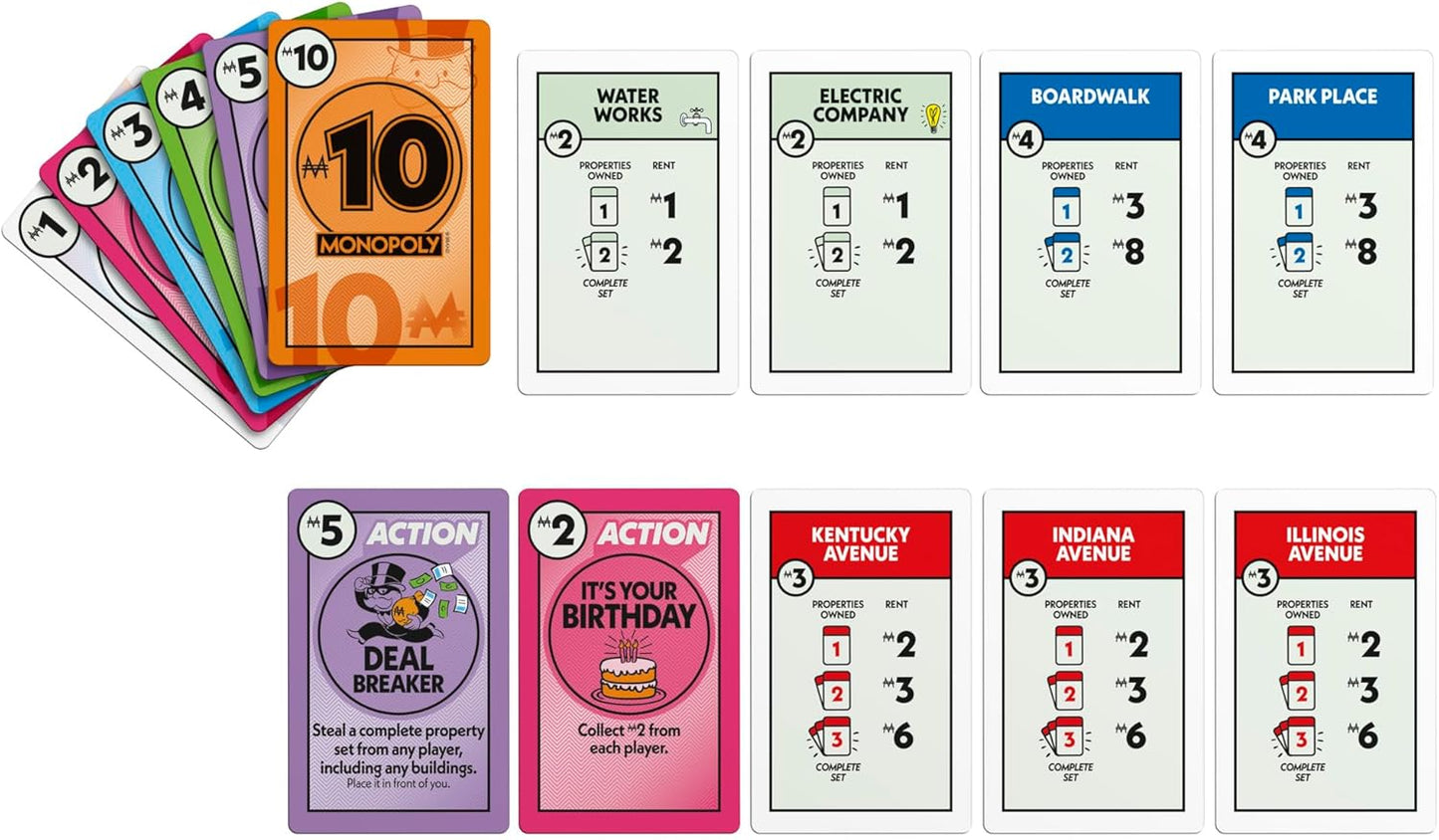 Monopoly Deal Card Game in Collectible Storage Tin | Ages 8+ | 2-5 Players | 15 Mins. | Fun Family Games for Kids, Teens, and Adults | Travel Games (Amazon Exclusive)