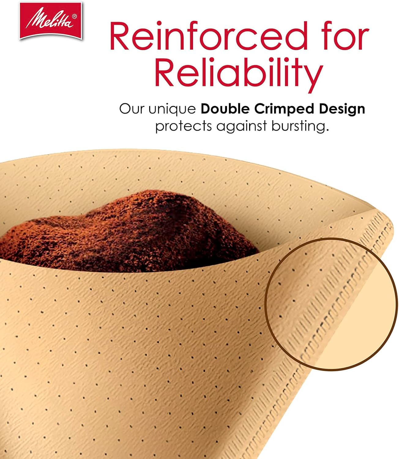 Melitta #2 Cone Coffee Filters, Natural Brown, 100 Count - Fits all 2-6 Cup Cone Coffee Makers and 1-cup Pour-Over Brewers, Compostable, Tear-Resistant, Made in USA