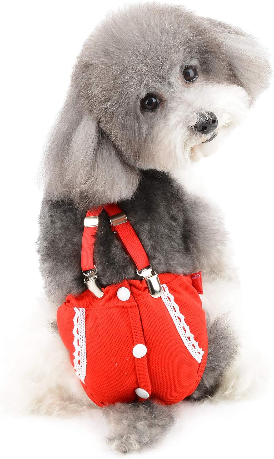 ZUNEA Female Dog Diapers Washable Dog Nappies Cute Puppy Sanitary Diaper with Adjustable Brace Reusable Pet Physiological Pants Soft Suspender Nursing Nappies for Small Girl Dogs
