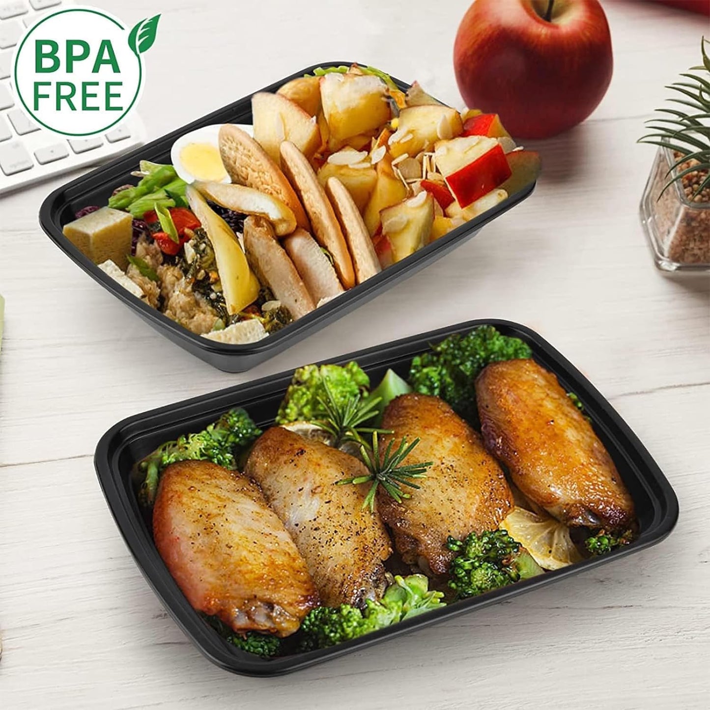 50-Pack Meal Prep Containers, 26 OZ Microwavable Reusable Food Containers with Lids for Food Prepping, Disposable Lunch Boxes, Plastic Food Boxes- Stackable, Freezer Dishwasher Healthy