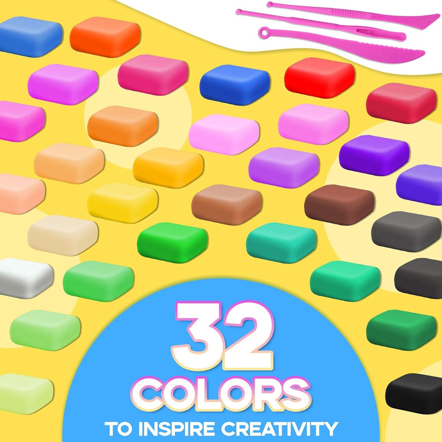 Air Dry Clay - 32 Colors Modeling Clay Kit with 3 Sculpting Tools,Safe & Non-Toxic,DIY Magic Gifts Toys for Boys,Girls,Kids