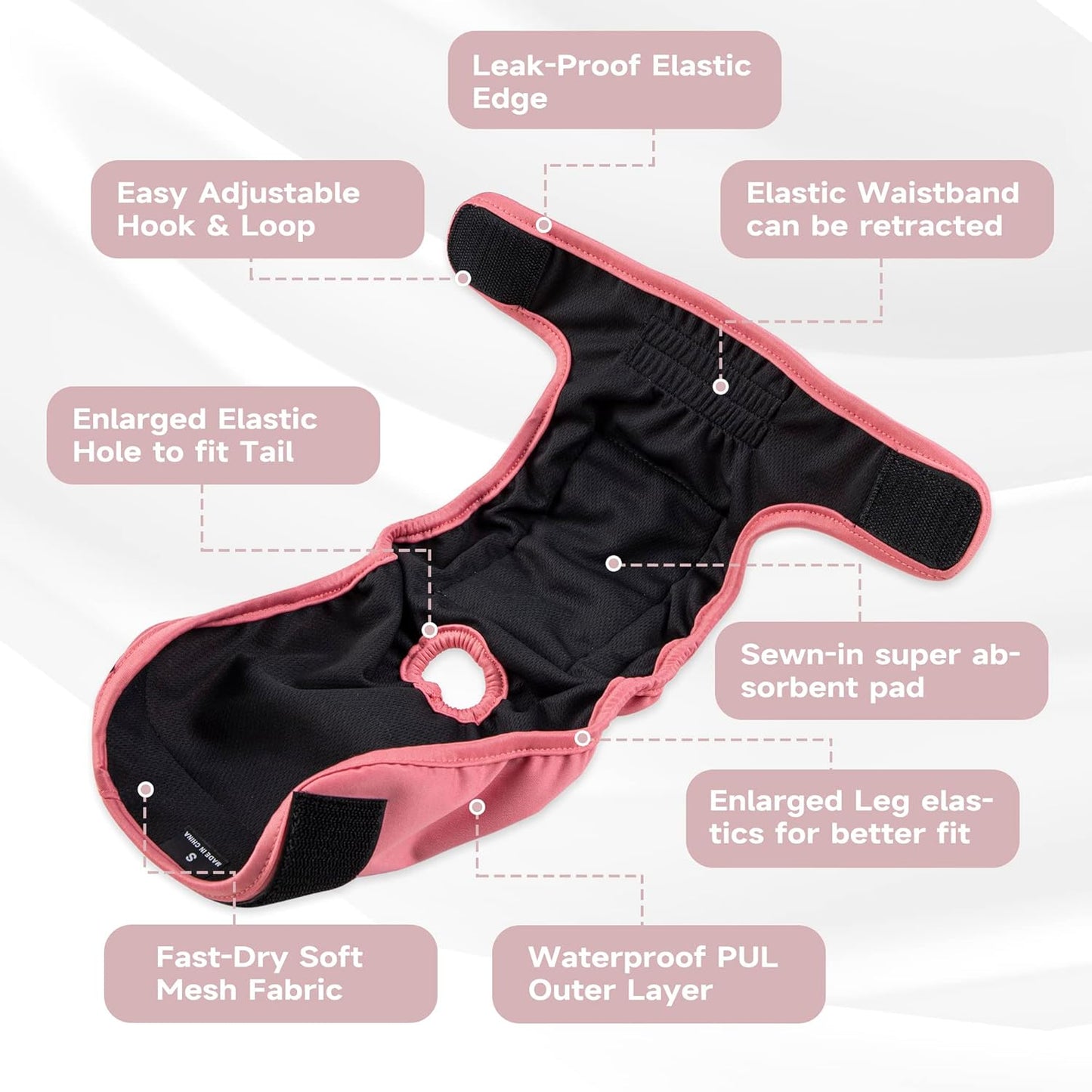 Paw Legend Washable Reusable Female Dog Period Diapers for Heat Doggie Puppy Diapers for Female Dogs (3 Pack,X-Small)