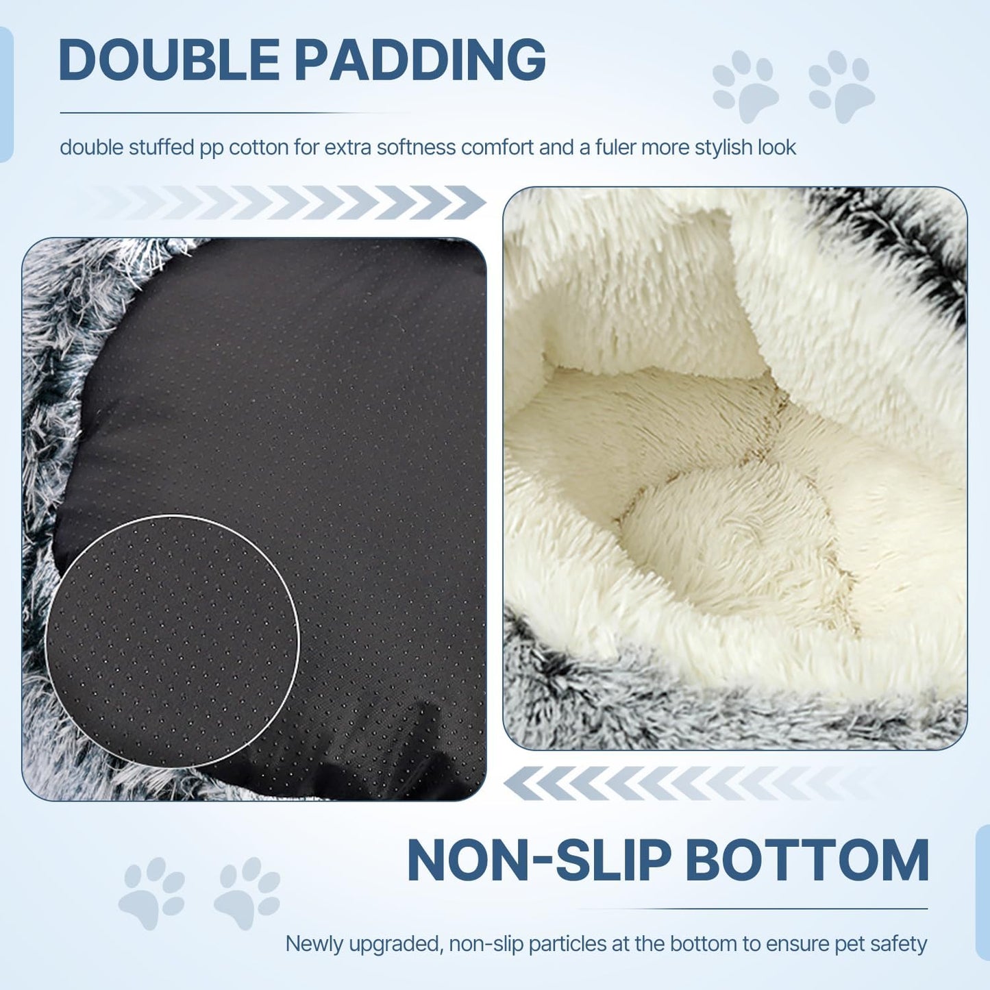 Small Dog Bed, Nest Warm Super Soft Plush Faux Fur Washable Dog Bed with Non-Slip Bottom for Medium Small Dogs Snooze Sleeping Indoor (Gray-65cm/25in)