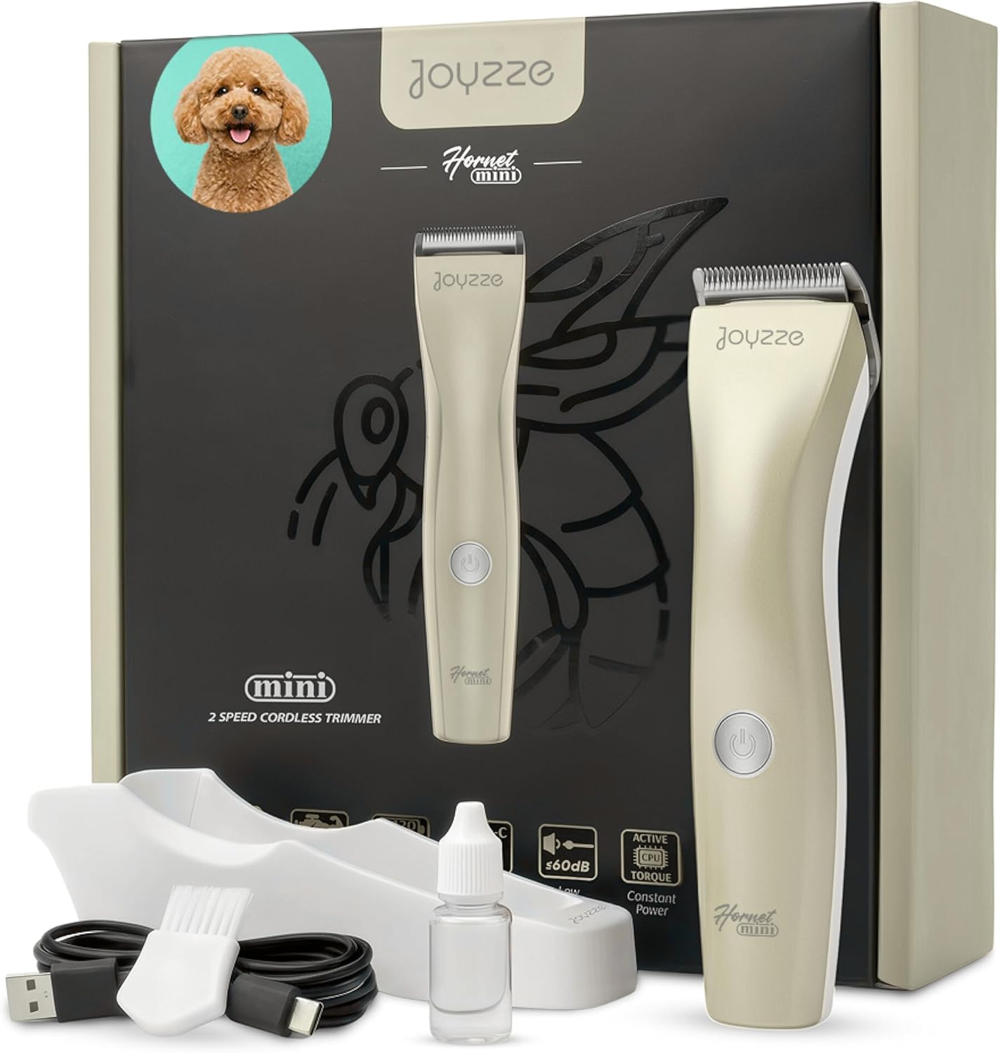 Hornet Mini Trimmer - Compact and Portable Pet Trimming Dog Clippers for Grooming - Low Noise, Rechargeable Cordless Pet Hair Grooming Clippers