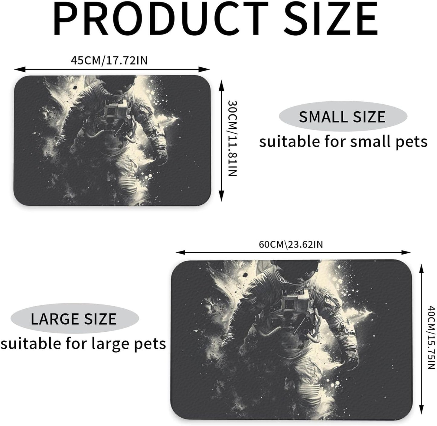 Pet Feeding Mat Leather Dog Food Mat Waterproof Pet Tablecloth Astronaut Pet Placemat for Dogs Absorbent Dog Bowl Mat Anti-Slip Dogs Mats for Food and Water