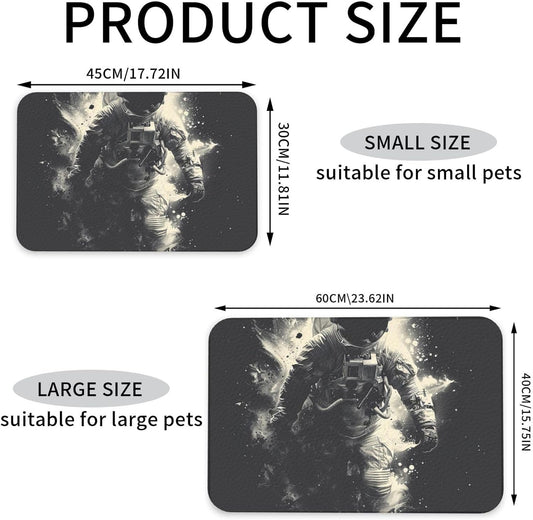 Pet Feeding Mat Leather Dog Food Mat Waterproof Pet Tablecloth Astronaut Pet Placemat for Dogs Absorbent Dog Bowl Mat Anti-Slip Dogs Mats for Food and Water