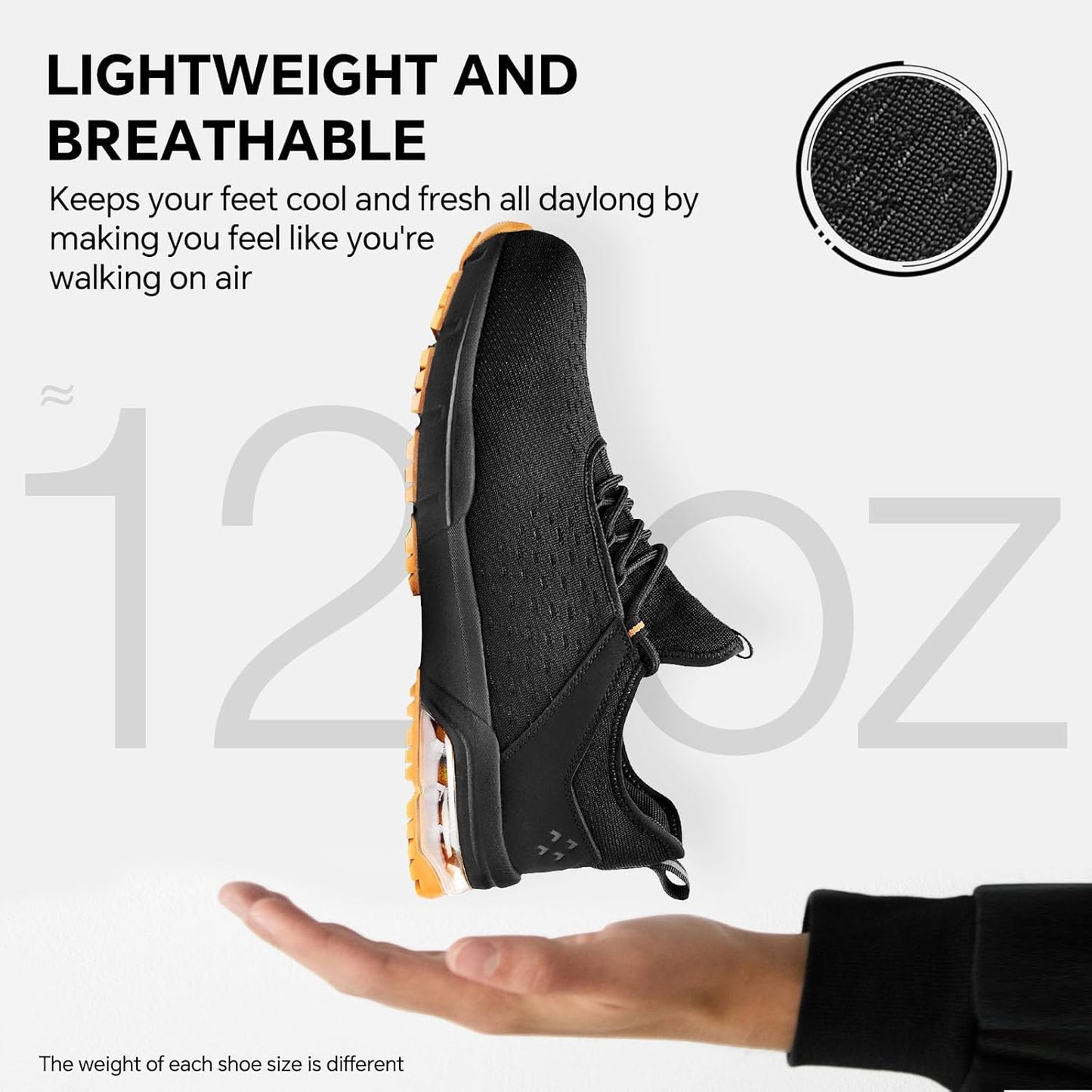 SPIEZ Safety Shoes for Men Women - Air Cushion Non-Steel Composite Toe, Lightweight Fashion Sneaker Design,Slip-On with Adjustable Laces, All-Day Protection, Black Orange US 6-13.5