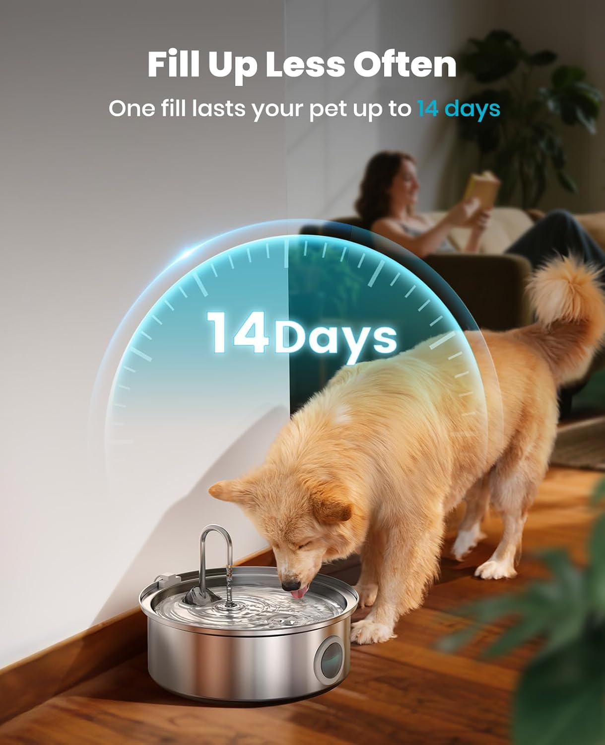 Pet Water Fountain Set, 2.2L Wireless Cat Water Fountain & 7L Large Dog Water Fountain