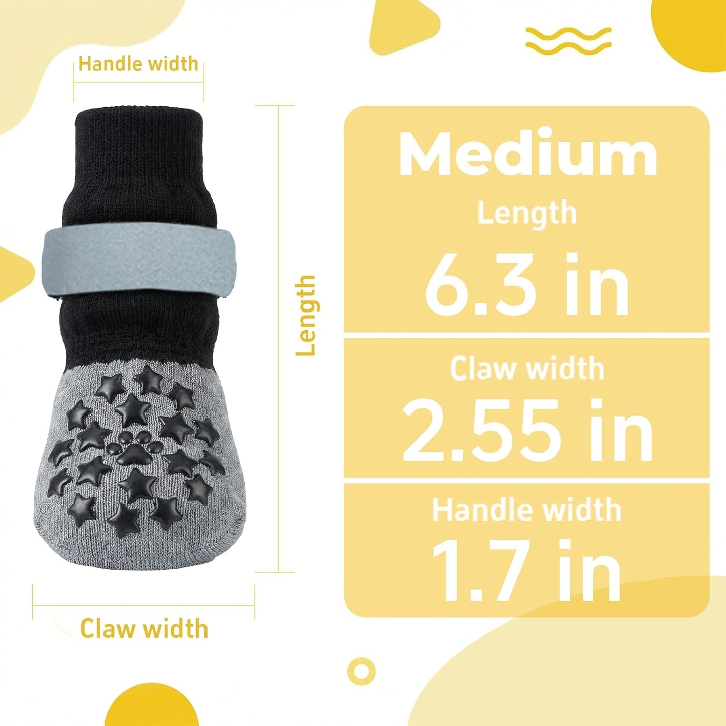 Reflective Dog Socks Grippy Socks Prevent Licking Paws，Anti Slip Paw Protection, for Hardwood Floors & Hot & Cold Pavement, Small Medium Large & Senior Dogs