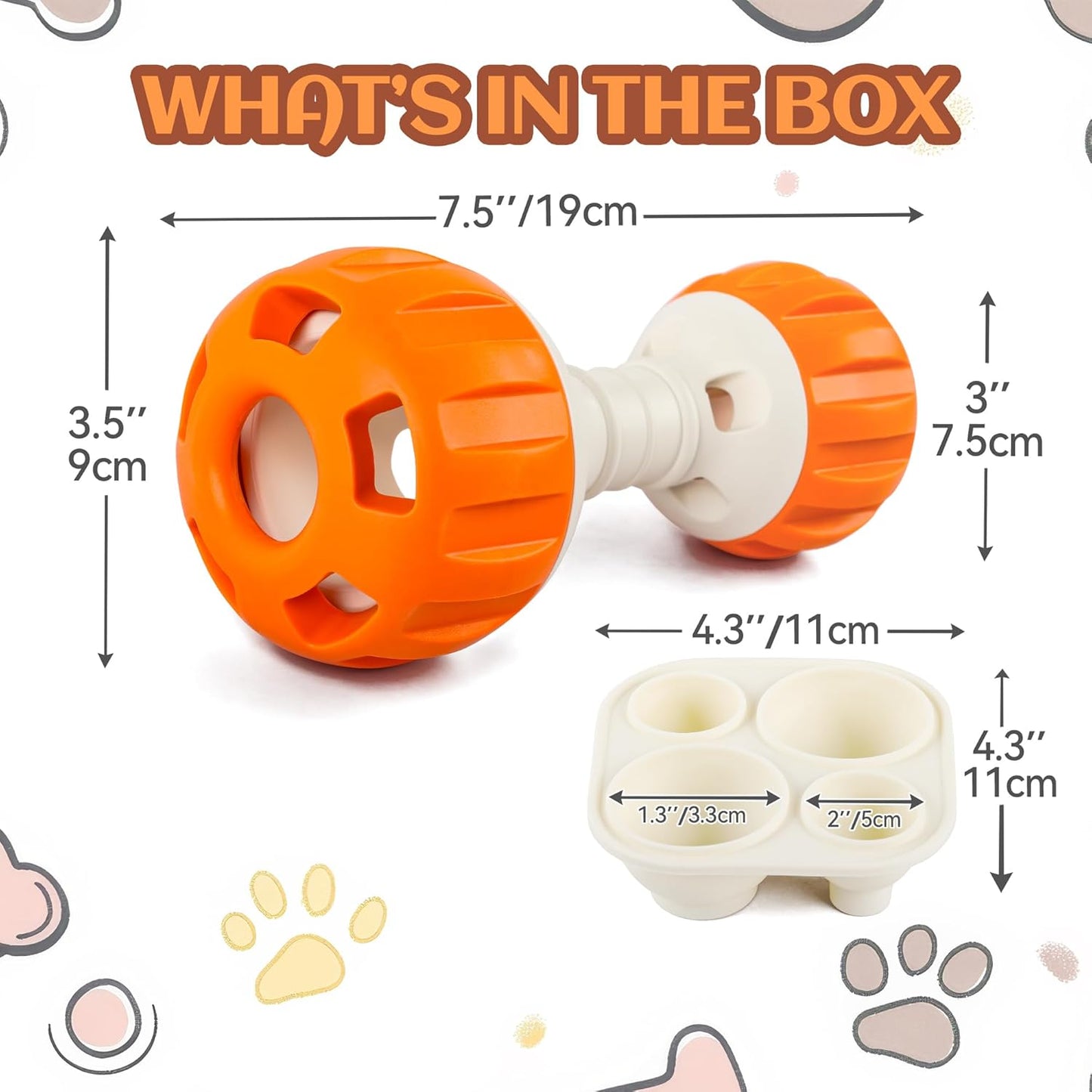 ALL FOR PAWS Dog Frozen Treat Dispenser Toy, Interactive Puzzle Slow Feeder Enrichment Chew Toy for Small to Large Dogs, Dumbbell Treat Ball with Food-Grade Silicone Tray, Reduce Boredom & Anxiety