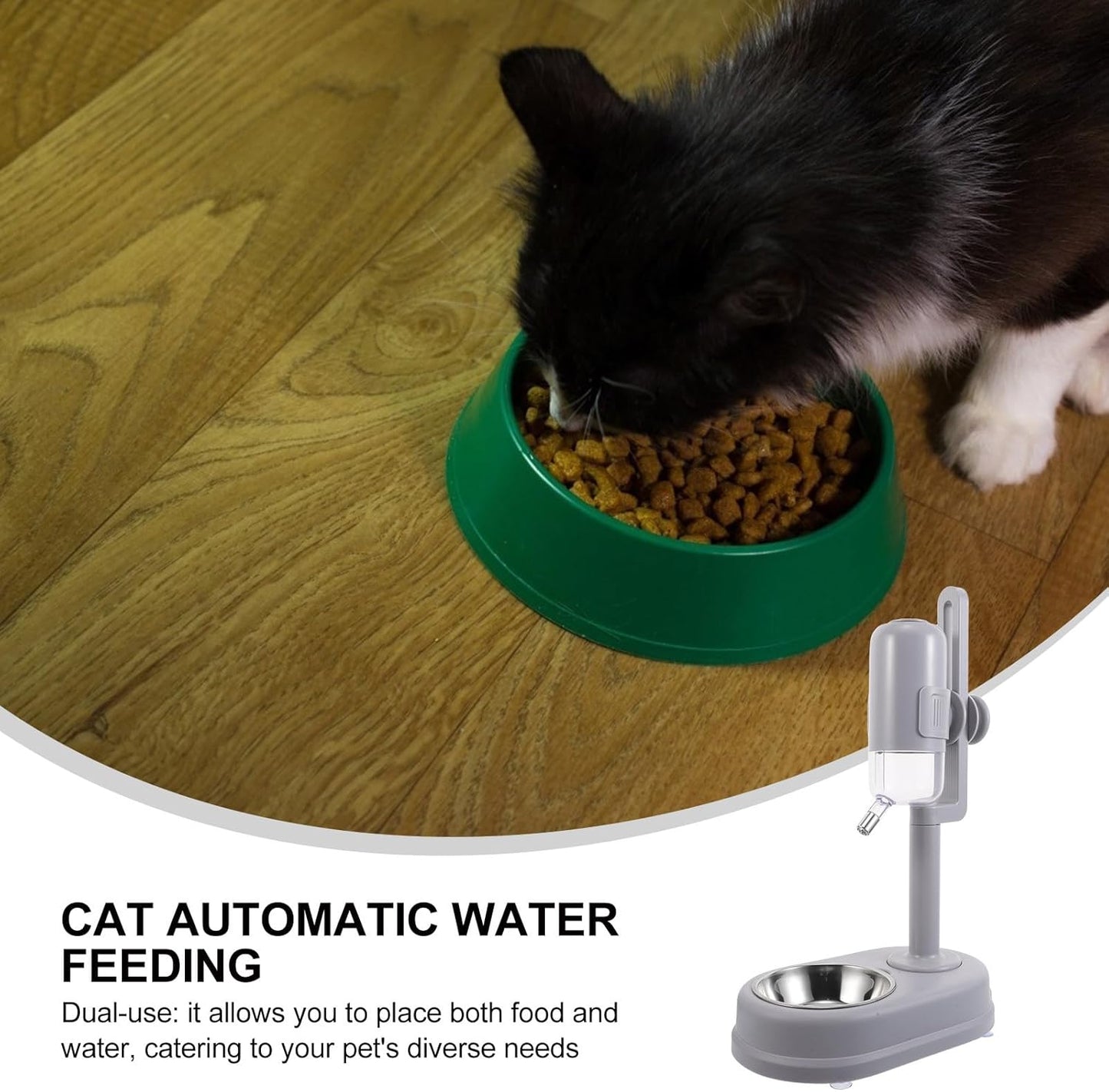 Double-Layer Dog Water and Food Bowl Stainless Steel Automatic Rolling Ball Waterer Space-Saving Pet Feeder for Small Puppies and Cats Cage Hanging Use