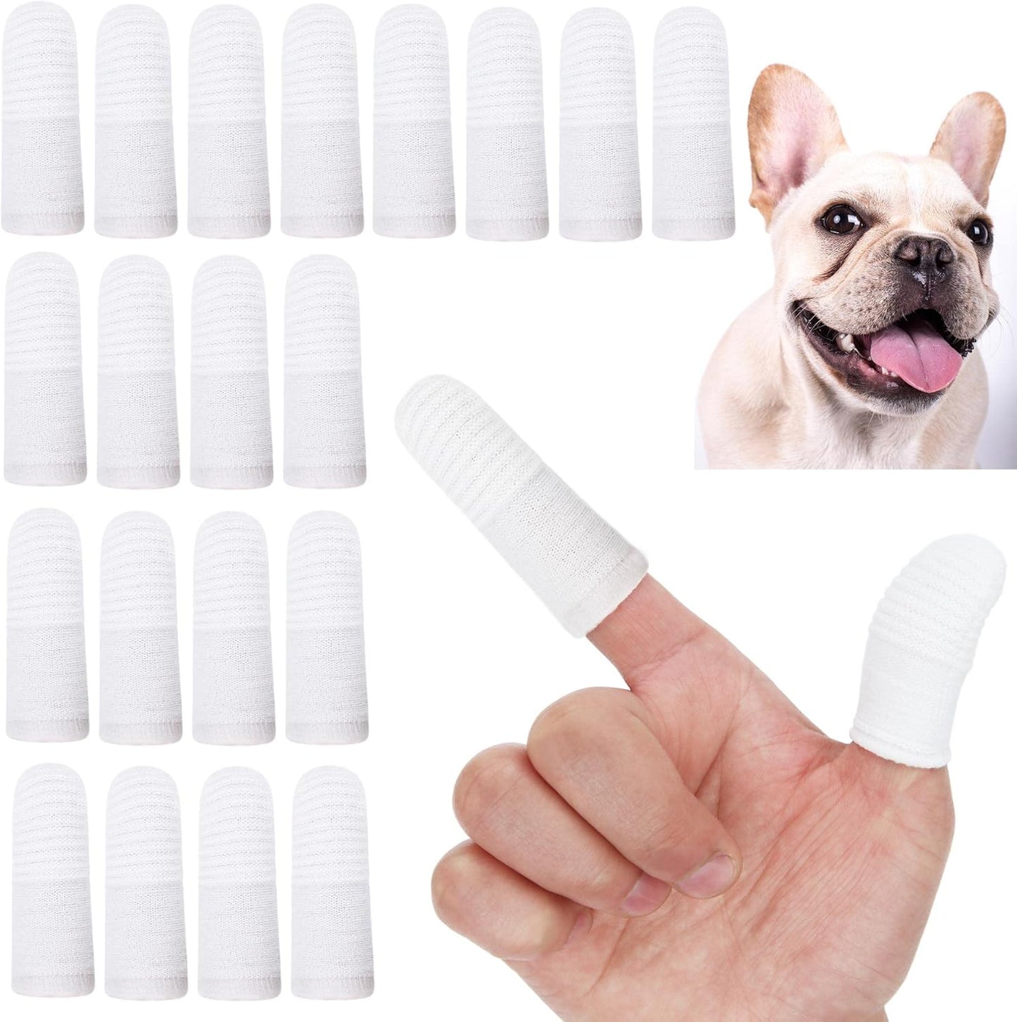 20 PCS Dog Toothbrush Pet Toothbrushs Finger Toothbrushs cat Too thbrush Washable & Comfortable & Durable 1 Set for 2 Fingers(20)