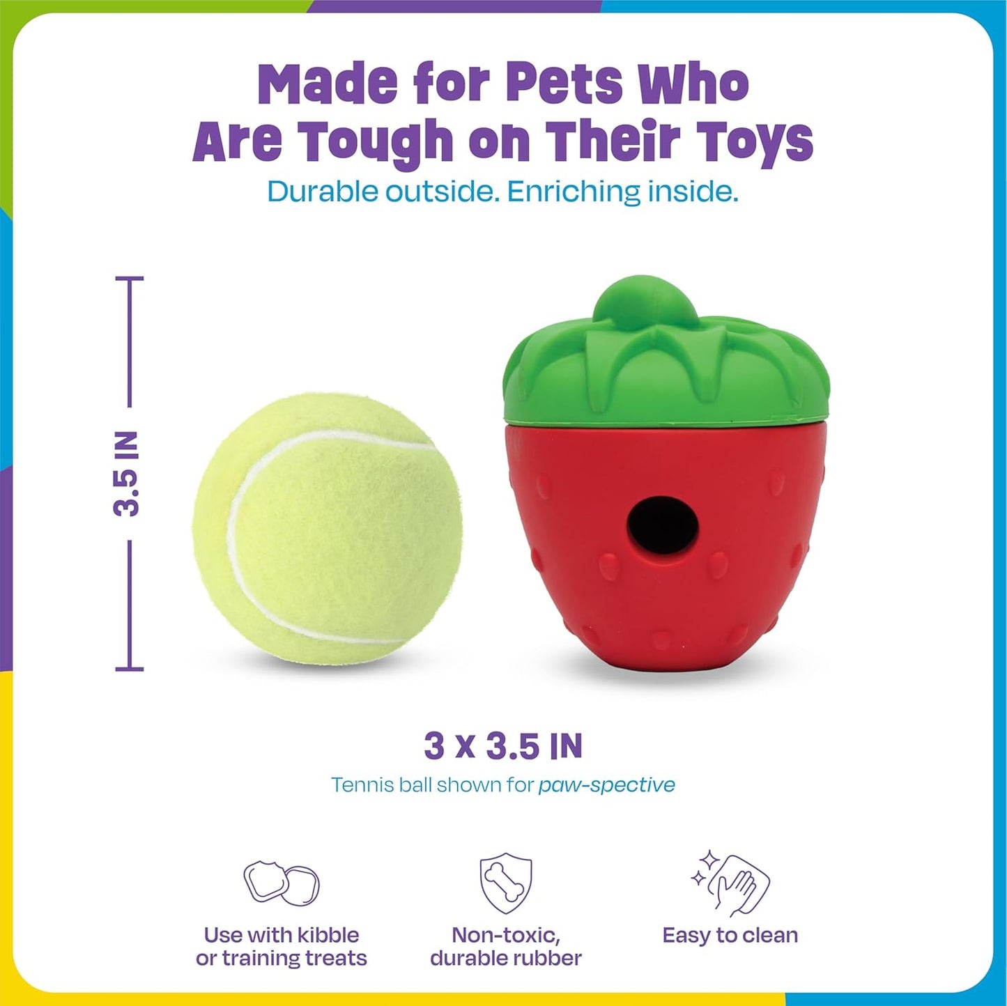 Brightkins Tough & Tumble 2-piece Strawberry, Enrichment Puppy Essentials, Dog Birthday Treat Pouch Gifts, Training Dog Accessories, Container Slow Feeder Dispensing, Puzzle Feeder