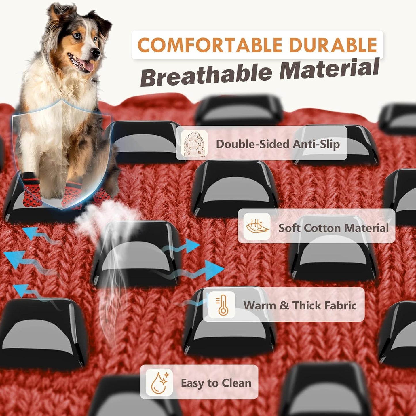 Anti Slip Dog Socks to Prevent Licking Paws, Dog Shoes for Hot/Cold Pavement, Dog Boots on Hardwood Floors, Traction Control Dog Booties & Paw Protectors for Small Medium Large Senior Dogs
