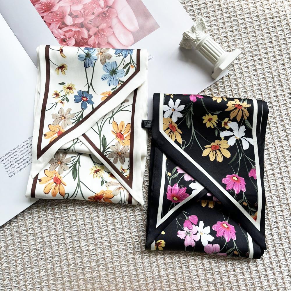 Silk Head Scarf for Hair Fashion Headwrap for Women Lightweight Neck Tie